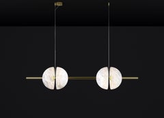 Ermes Shiny Gold Metal And Alabaster Pendant Light 1 by Alabastro Italiano