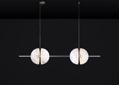 Ermes Shiny Silver Metal And Alabaster Pendant Light 1 by Alabastro Italiano
