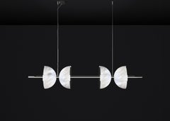 Ermes Shiny Silver Metal And Alabaster Pendant Light 2 by Alabastro Italiano