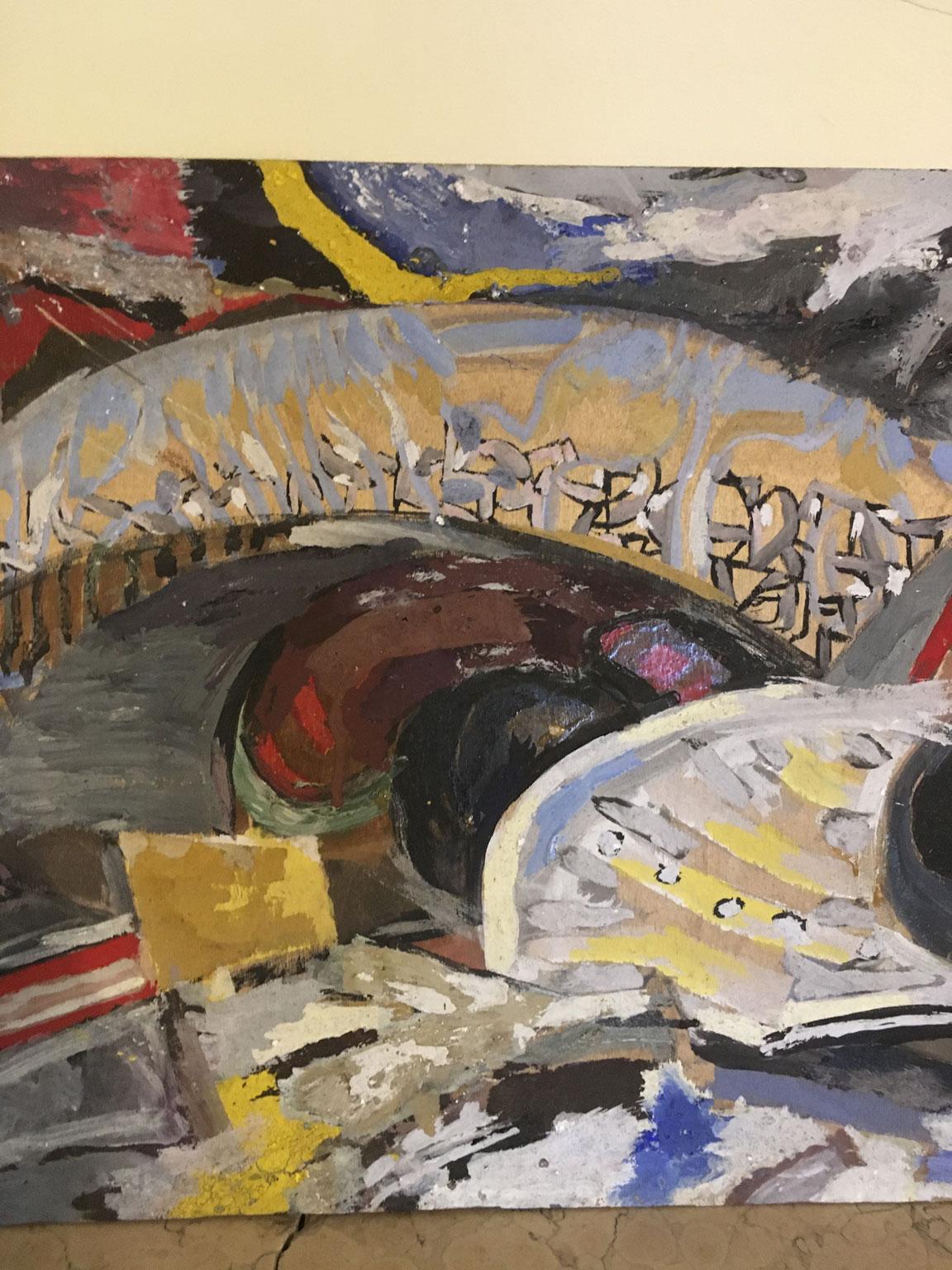 1954 Italia Pintura Abstracta Bienal de Venecia Obra especial de Ermete Lancini en venta 9