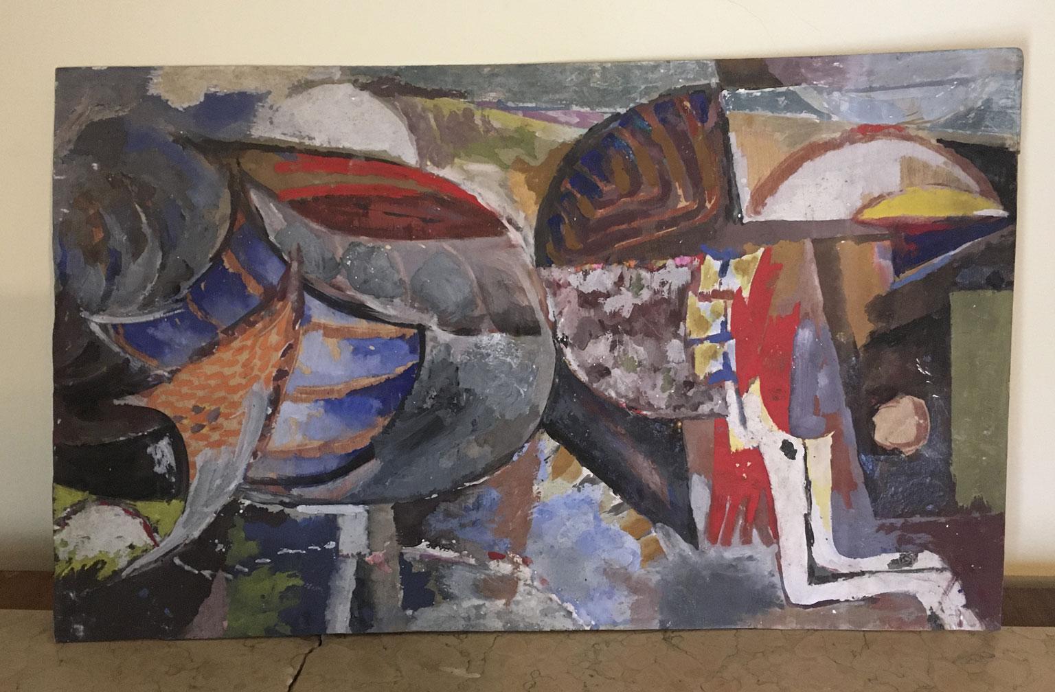 1954 Italia Pintura Abstracta Bienal de Venecia Obra especial de Ermete Lancini en venta 1