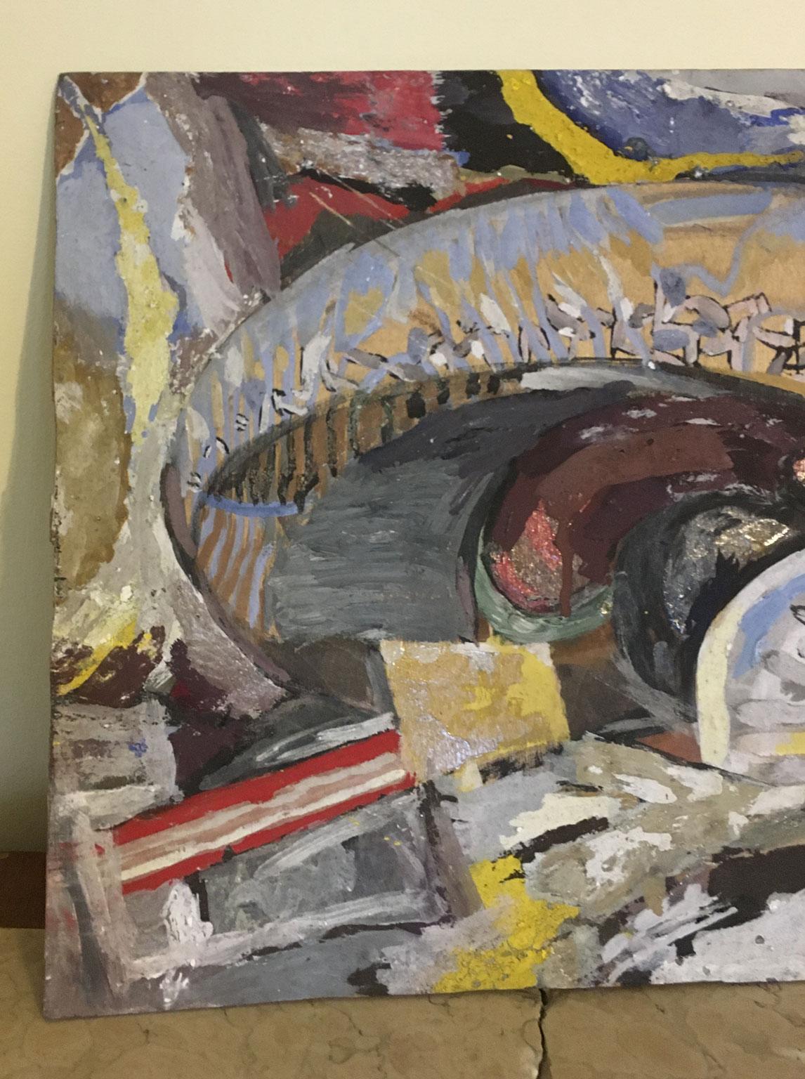 1954 Italia Pintura Abstracta Bienal de Venecia Obra especial de Ermete Lancini en venta 4