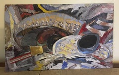 1954 Italia Pintura Abstracta Bienal de Venecia Obra especial de Ermete Lancini