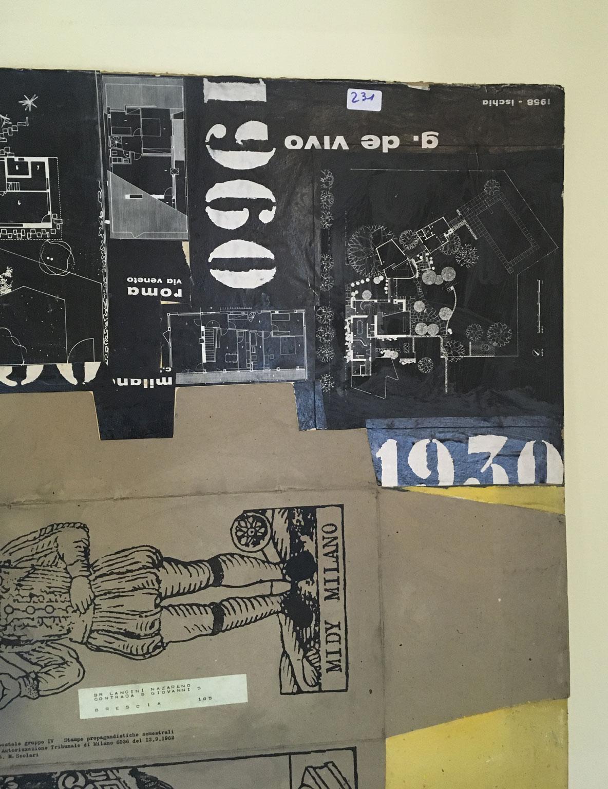 1960 Peinture abstraite et collage de papier d'Ermete Lancini en vente 10