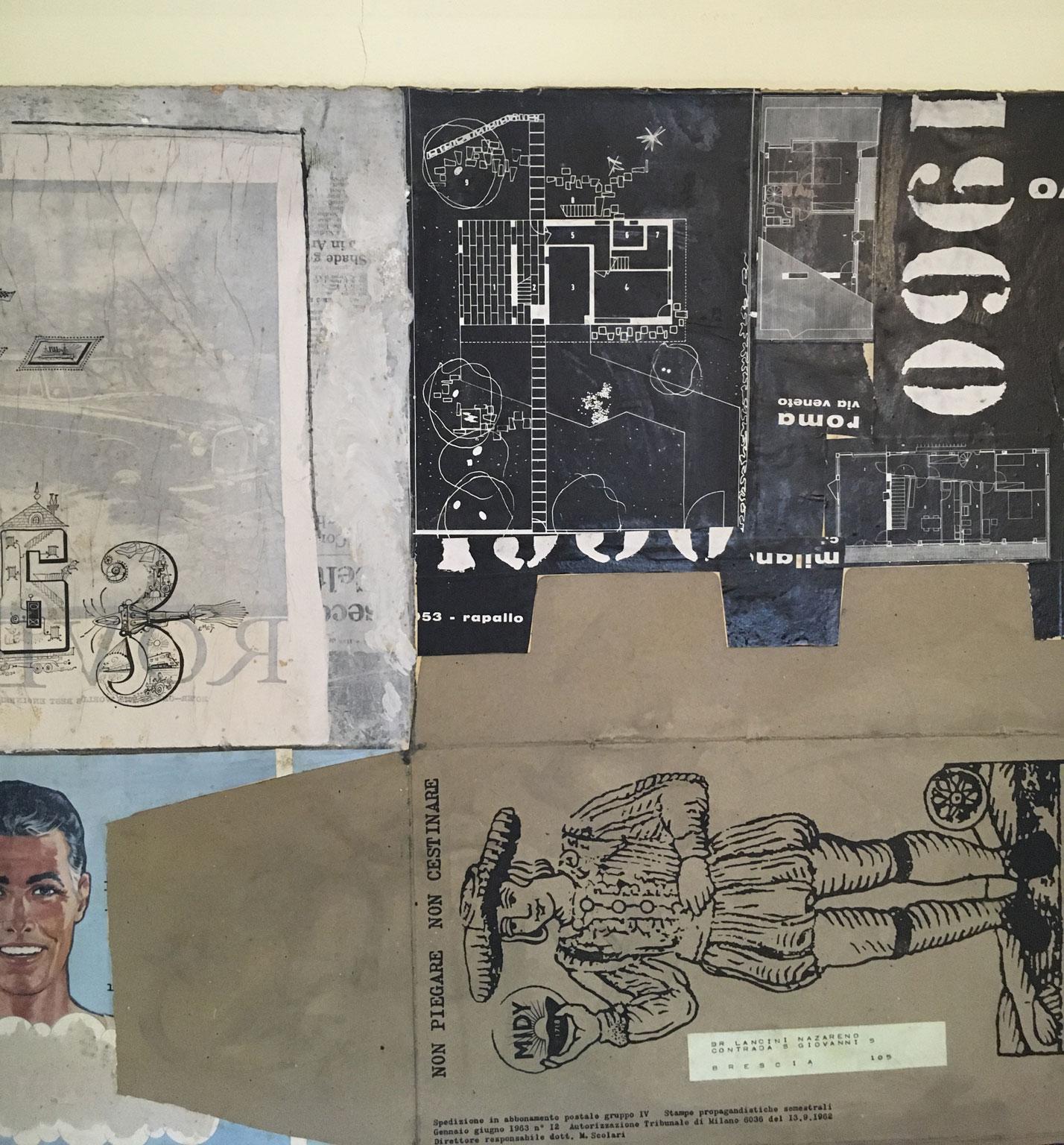 1960 Peinture abstraite et collage de papier d'Ermete Lancini en vente 11