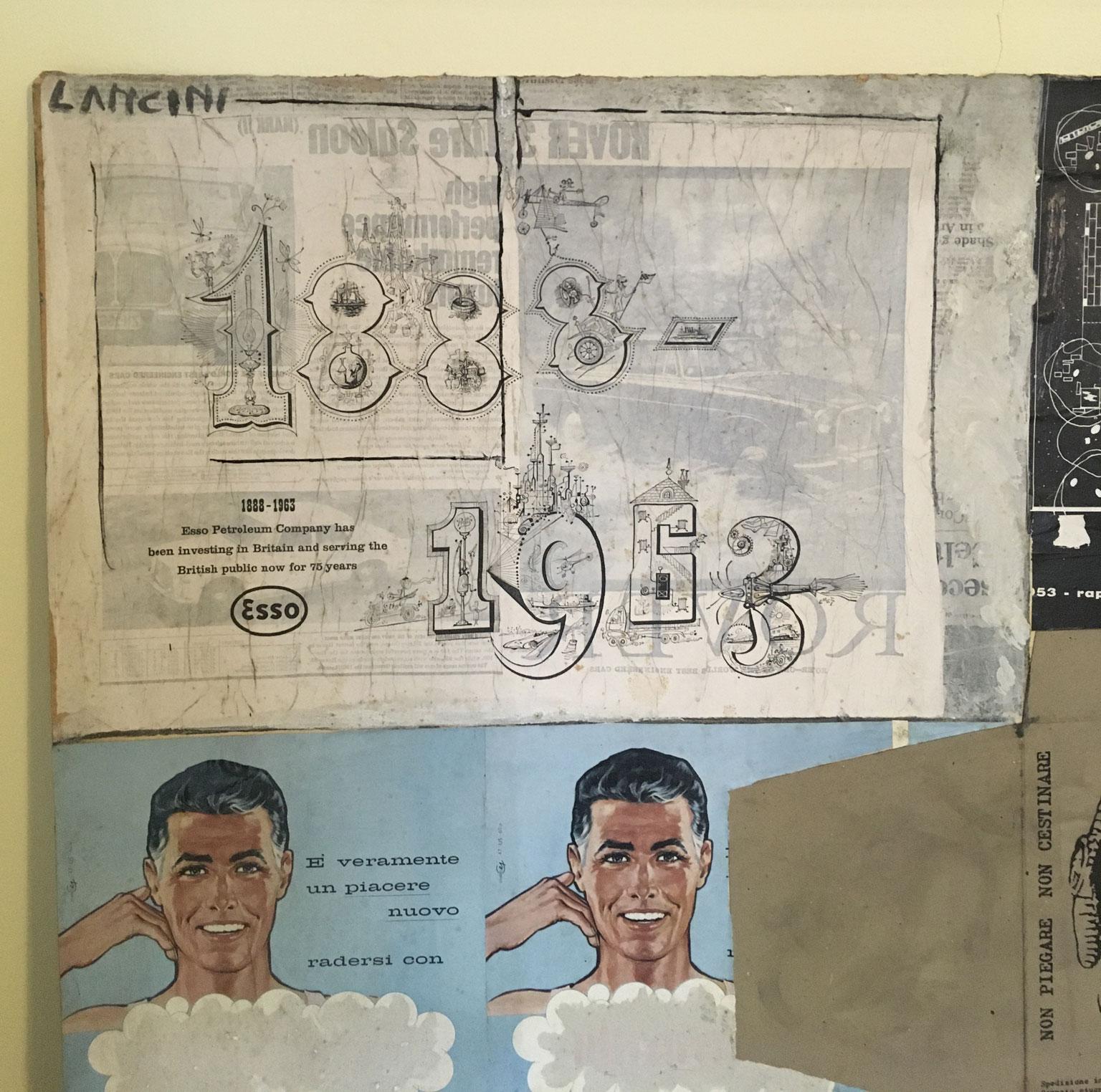 1960 Peinture abstraite et collage de papier d'Ermete Lancini en vente 3