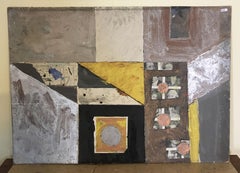 1960 Abstraktes Gemälde und Papiercollage Ermete von Ermete Lancini 