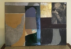 1960 Italy Abstract Painting and Paper Collage by Ermete Lancini 