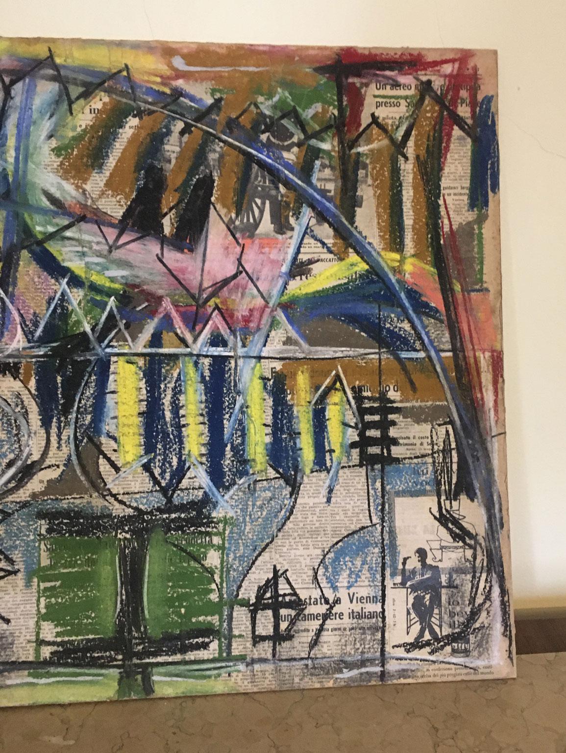 1962 Italie Peinture abstraite et collage de papier par Ermete Lancini en vente 9