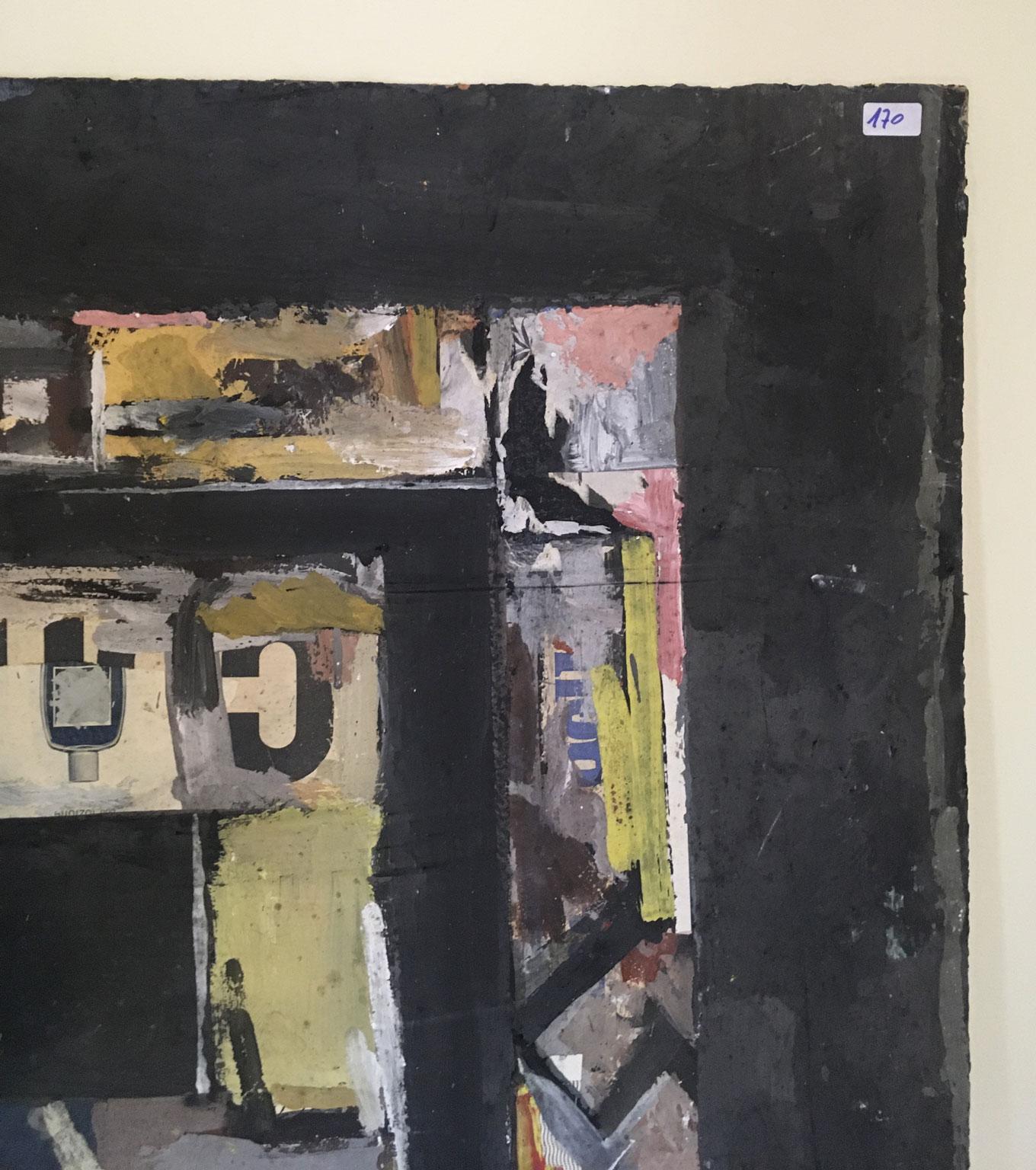 1962 Italy Abstract Painting and Paper Collage by Ermete Lancini  For Sale 9