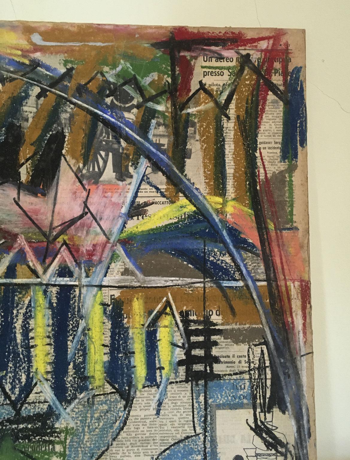 1962 Italie Peinture abstraite et collage de papier par Ermete Lancini en vente 11