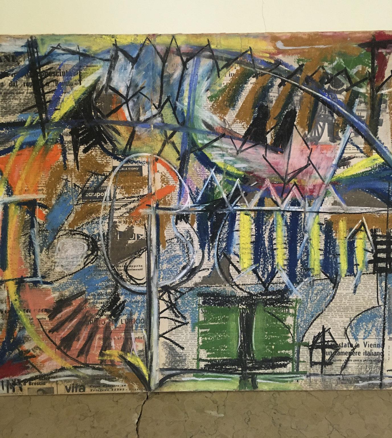 1962 Italie Peinture abstraite et collage de papier par Ermete Lancini en vente 13