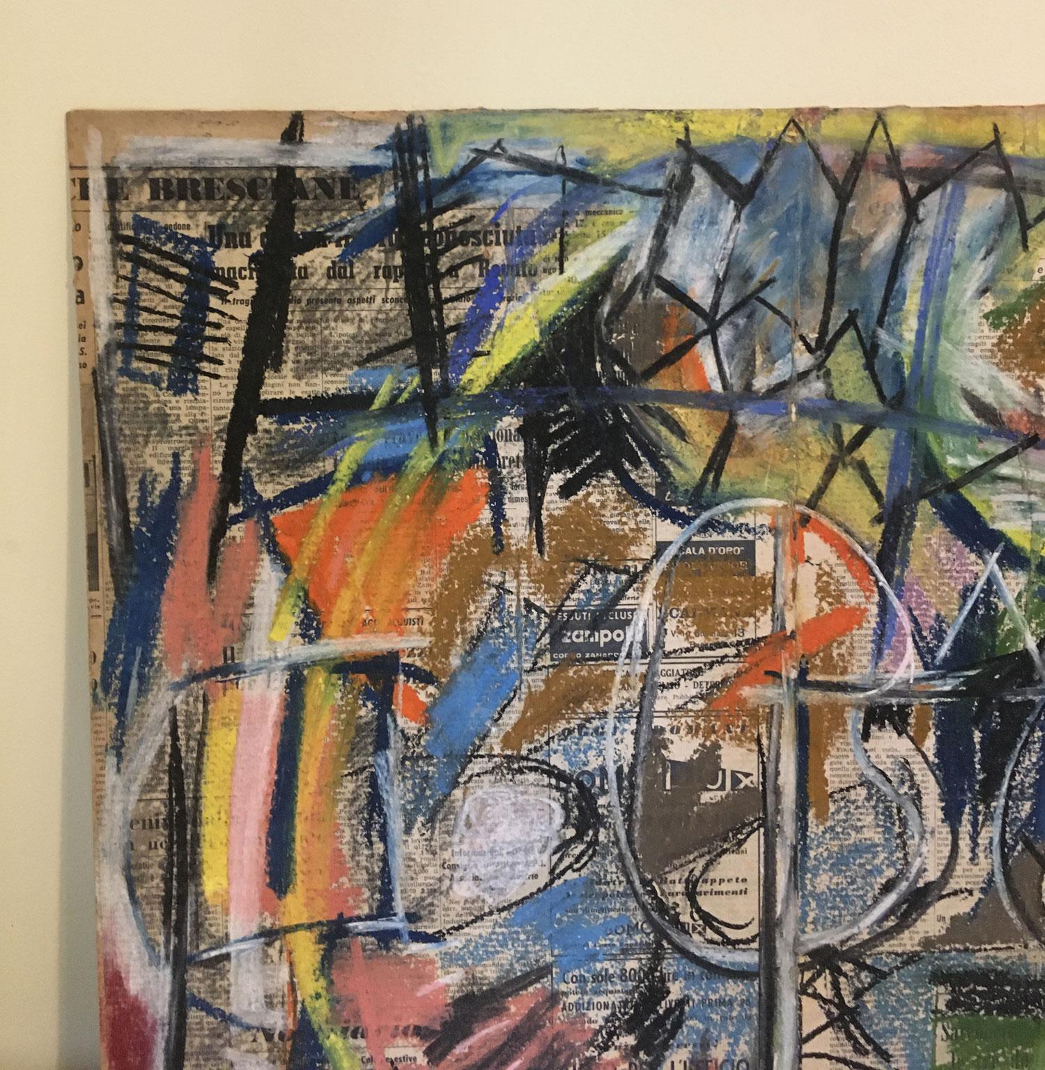 1962 Italie Peinture abstraite et collage de papier par Ermete Lancini en vente 3