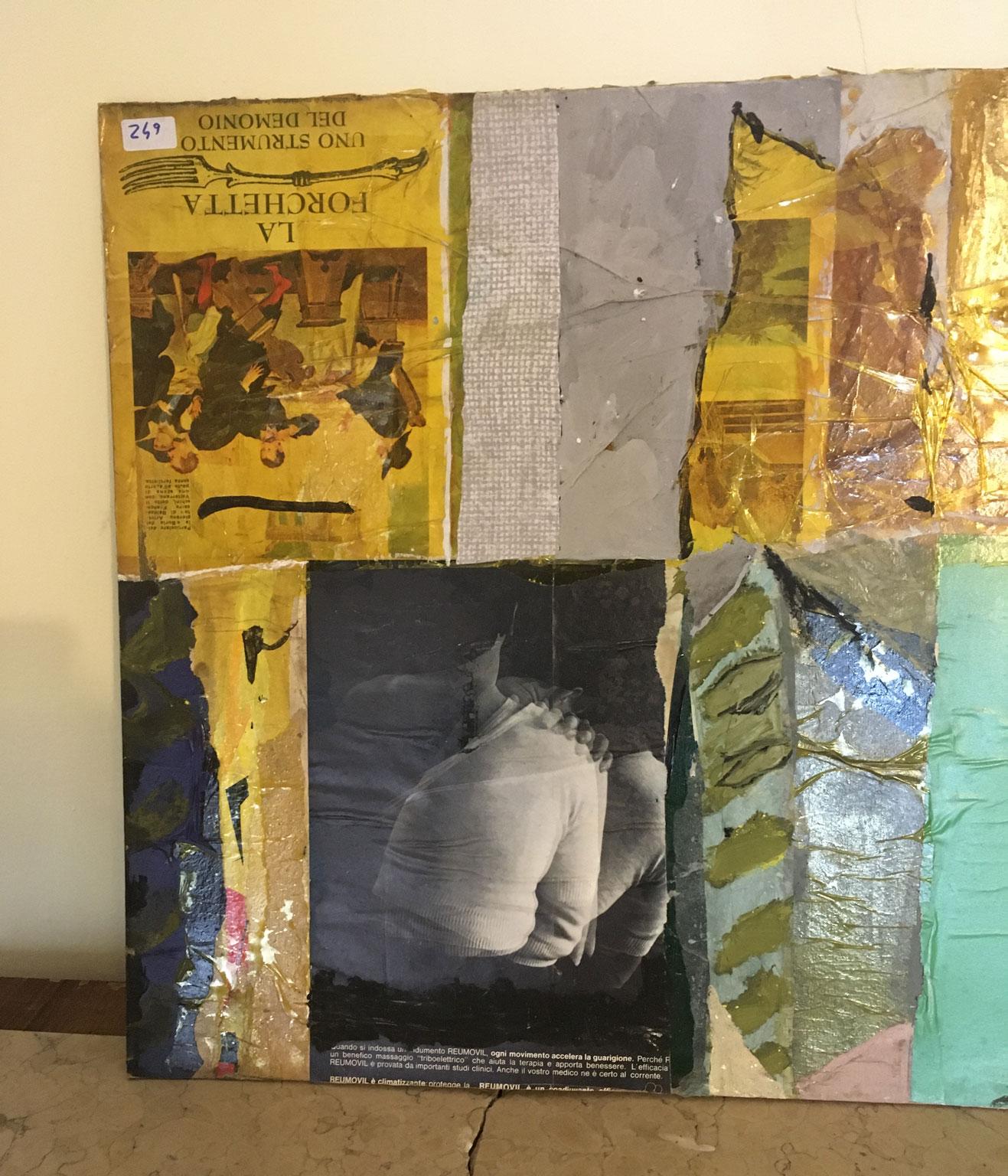1965 Italie Peinture abstraite et collage de papier par Ermete Lancini en vente 9