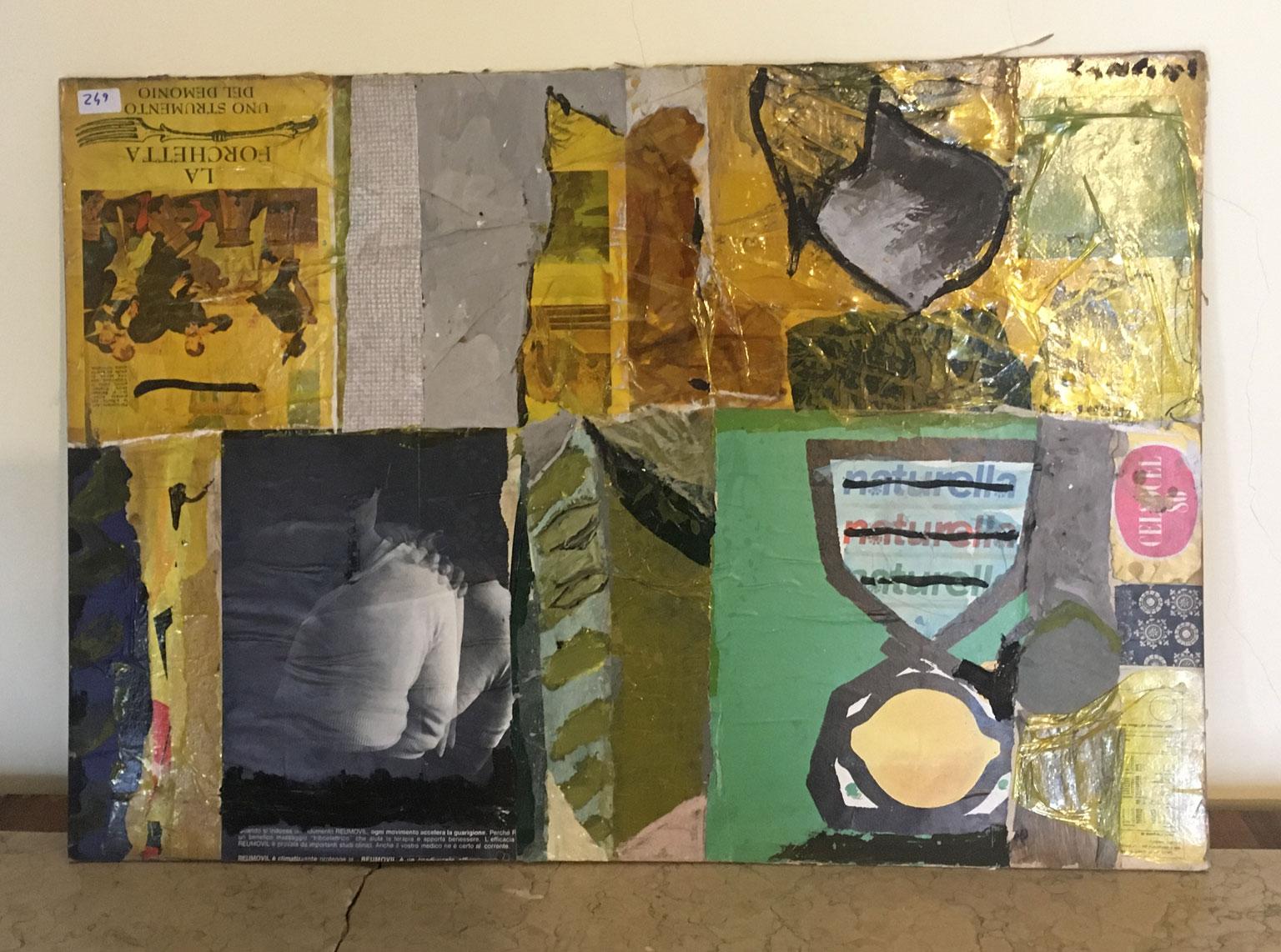 1965 Italie Peinture abstraite et collage de papier par Ermete Lancini en vente 10