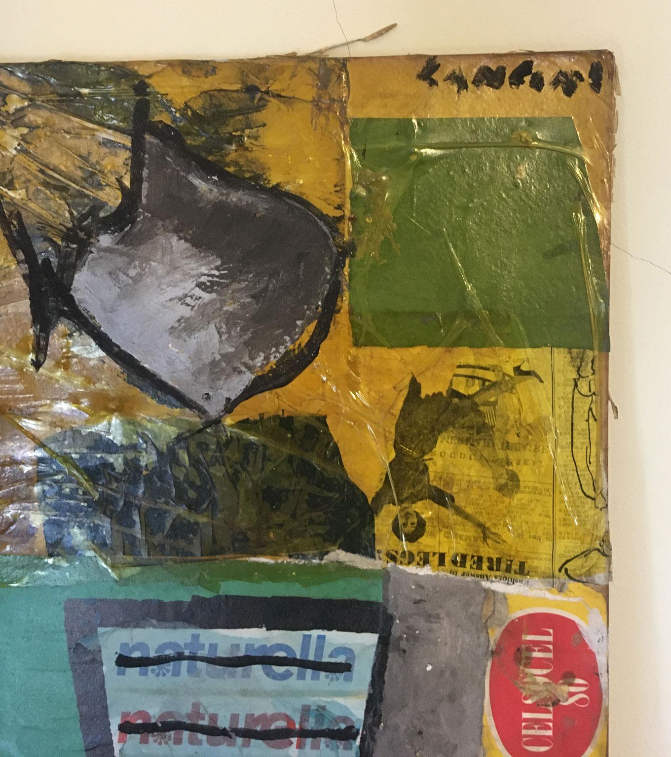 1965 Italie Peinture abstraite et collage de papier par Ermete Lancini en vente 4