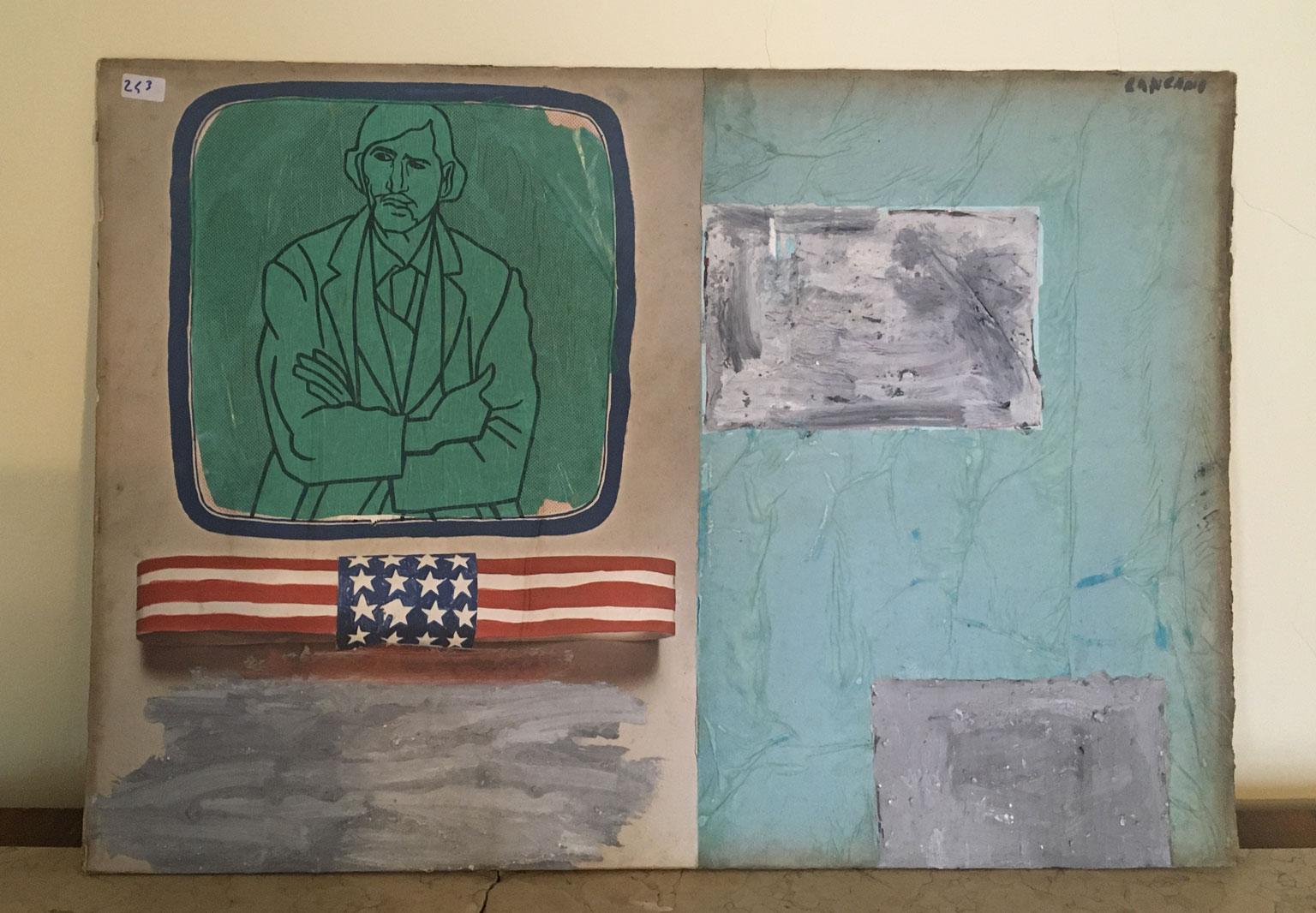 1966 Italie Peinture abstraite par collage  par Ermete Lancini en vente 1
