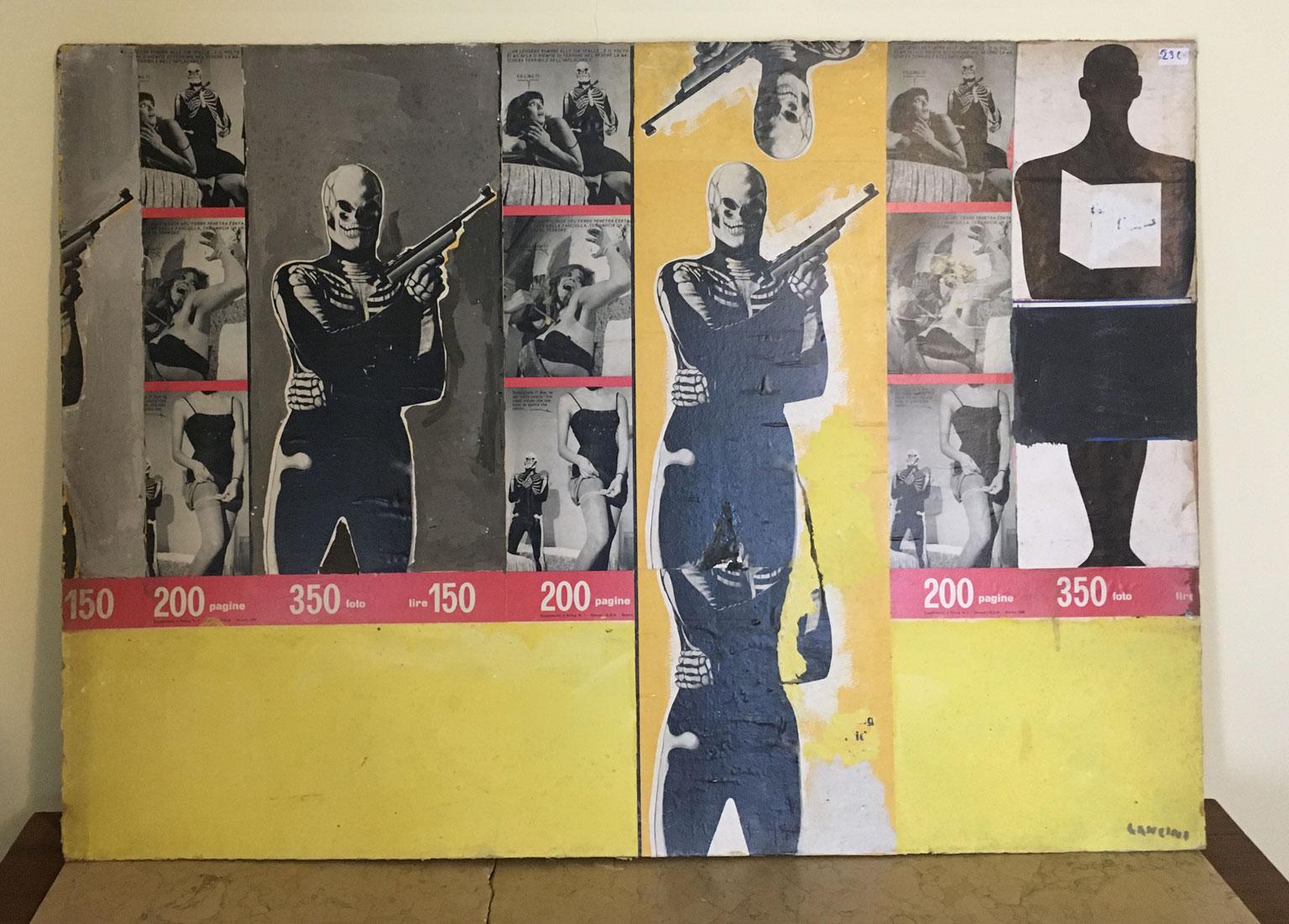 1966 Italie Peinture abstraite et collage de papier par Ermete Lancini en vente 2