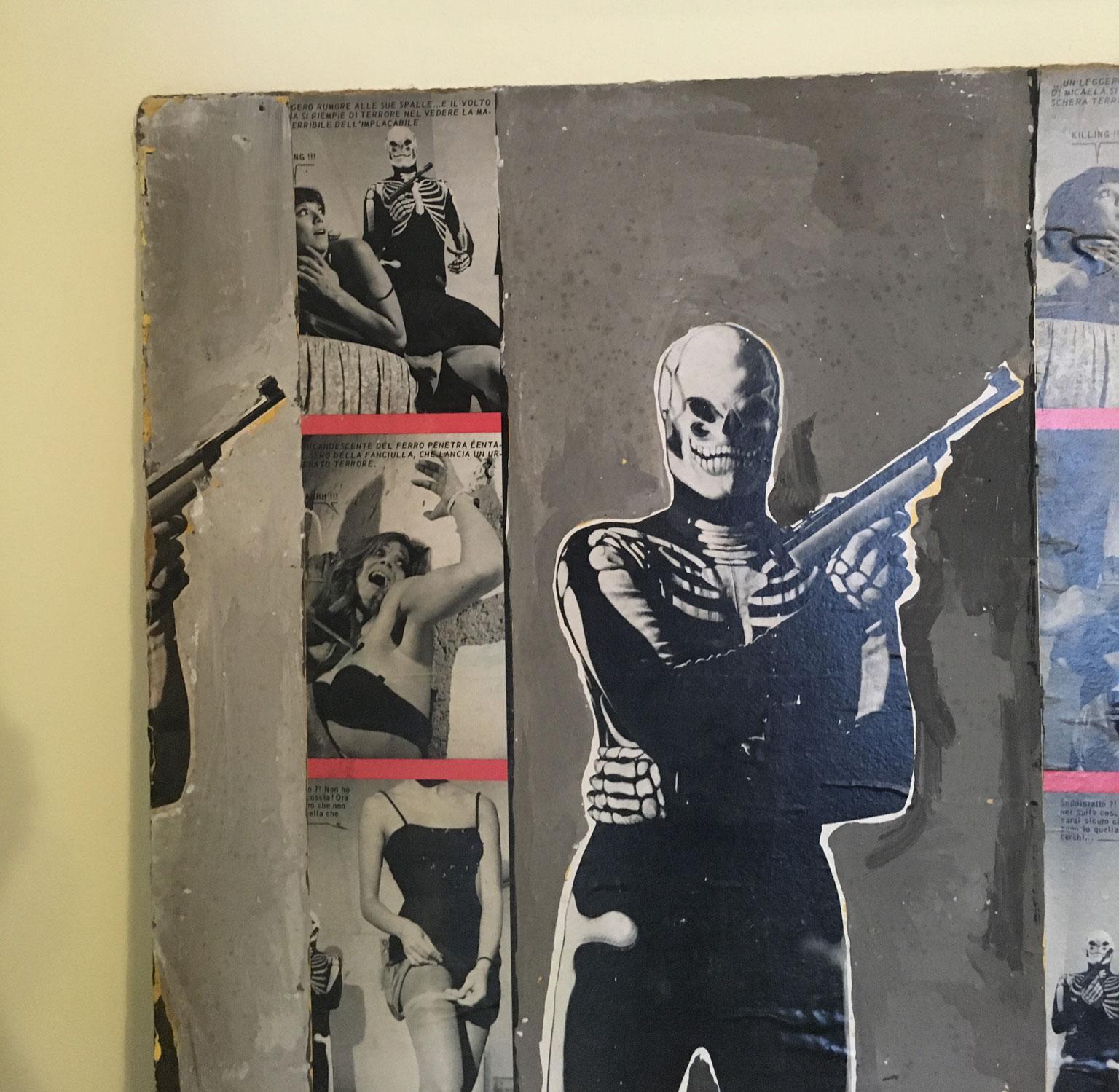 1966 Italie Peinture abstraite et collage de papier par Ermete Lancini en vente 3