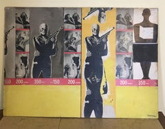 Vintage 1966 Italy Abstract Painting and Paper Collage by Ermete Lancini
