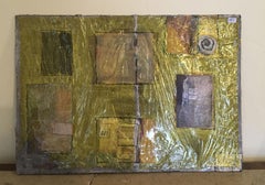 Vintage 1967 Italy Abstract Painting and Mixed Media Collage by Ermete Lancini 