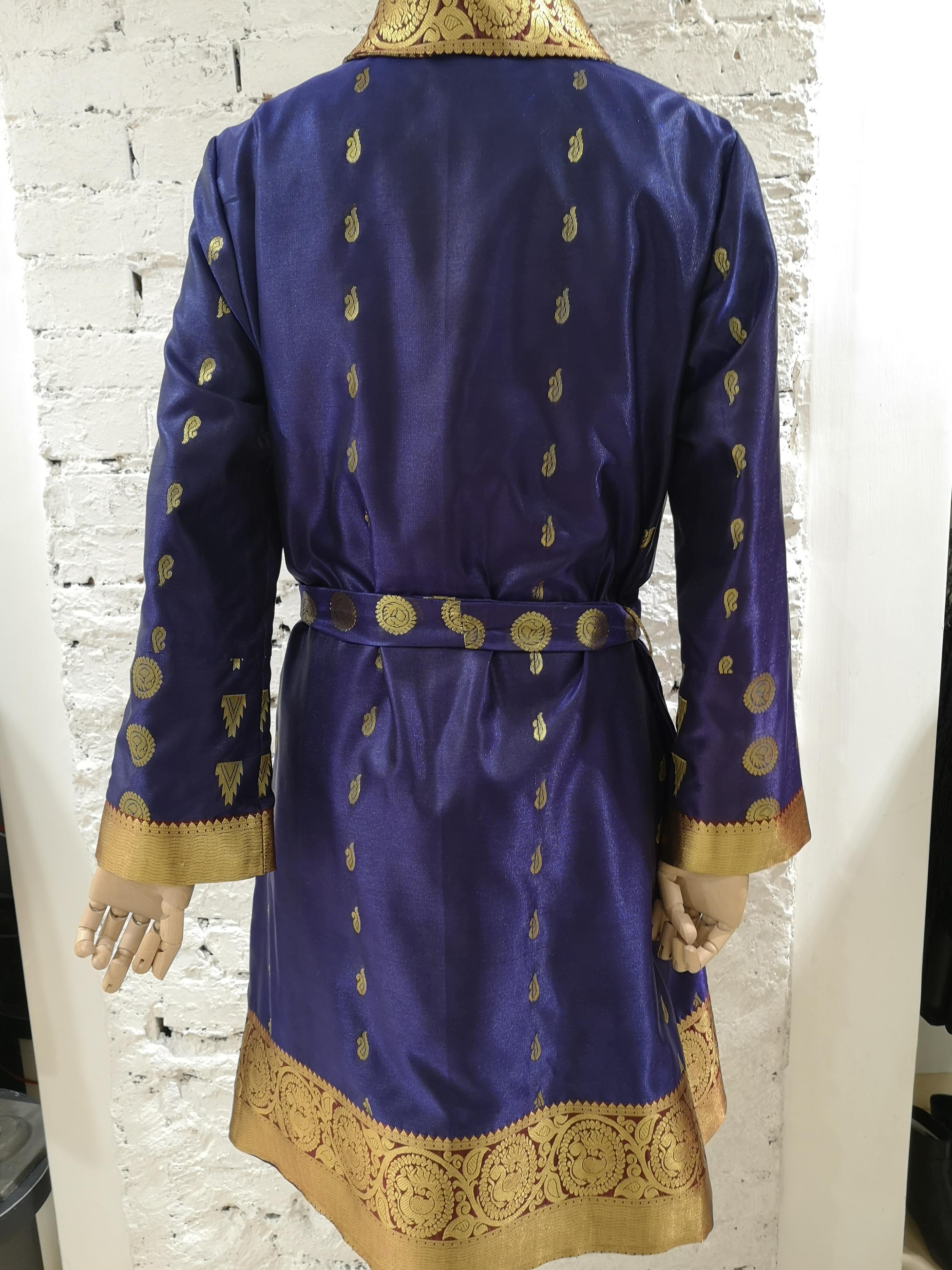 Ermetique blue and gold trench coat  8