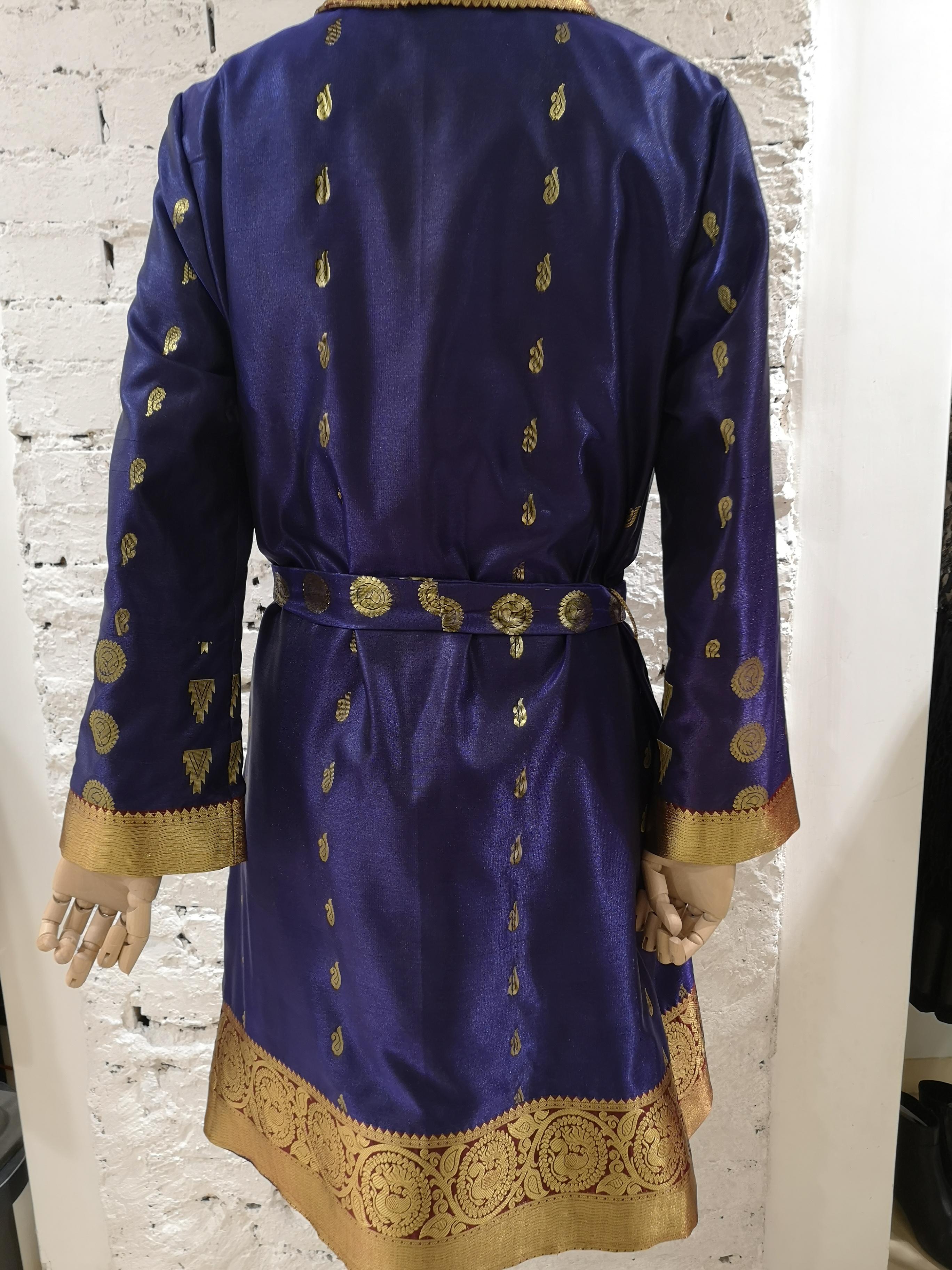 Ermetique blue and gold trench coat  9