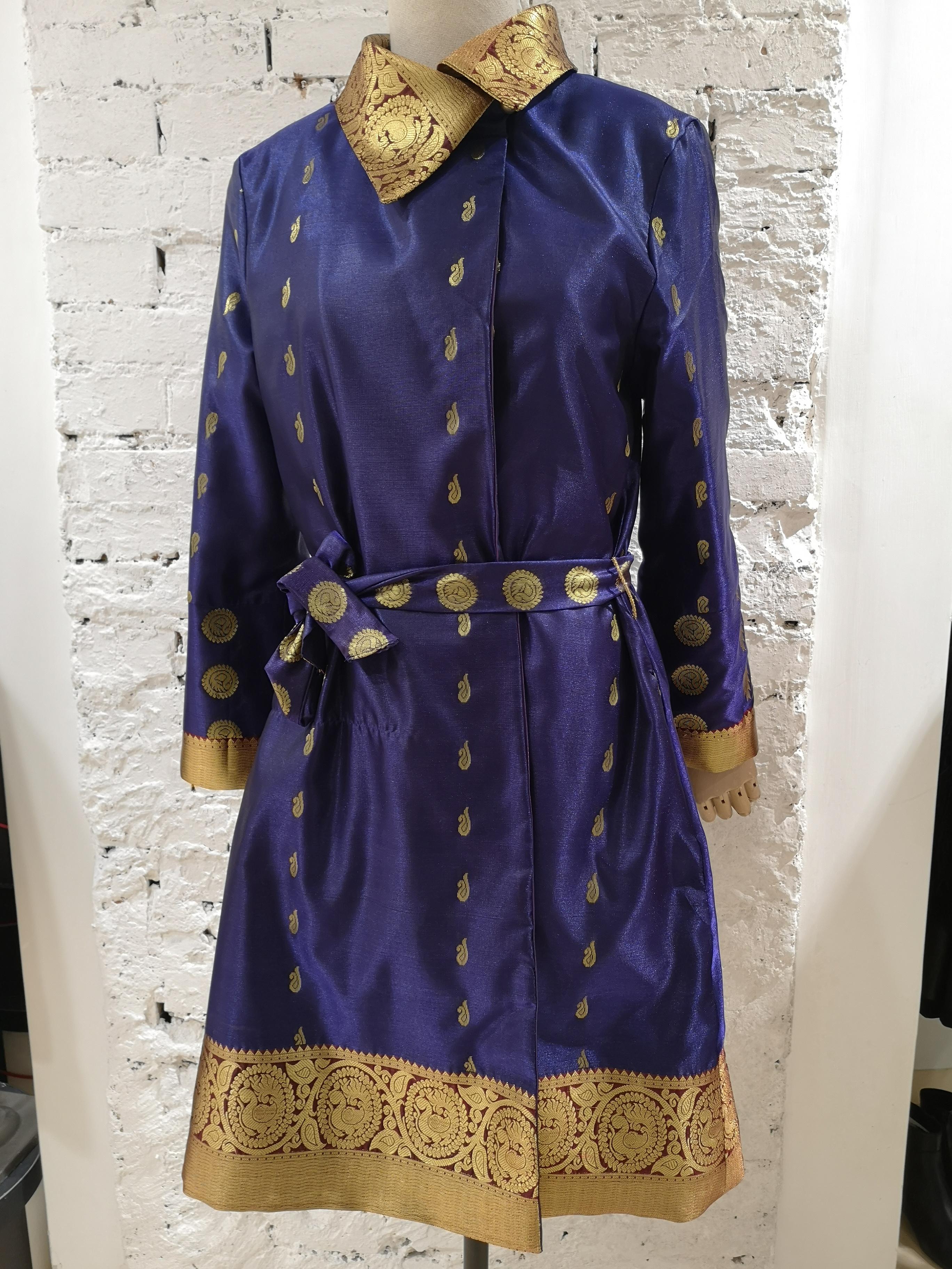 Women's or Men's Ermetique blue and gold trench coat 