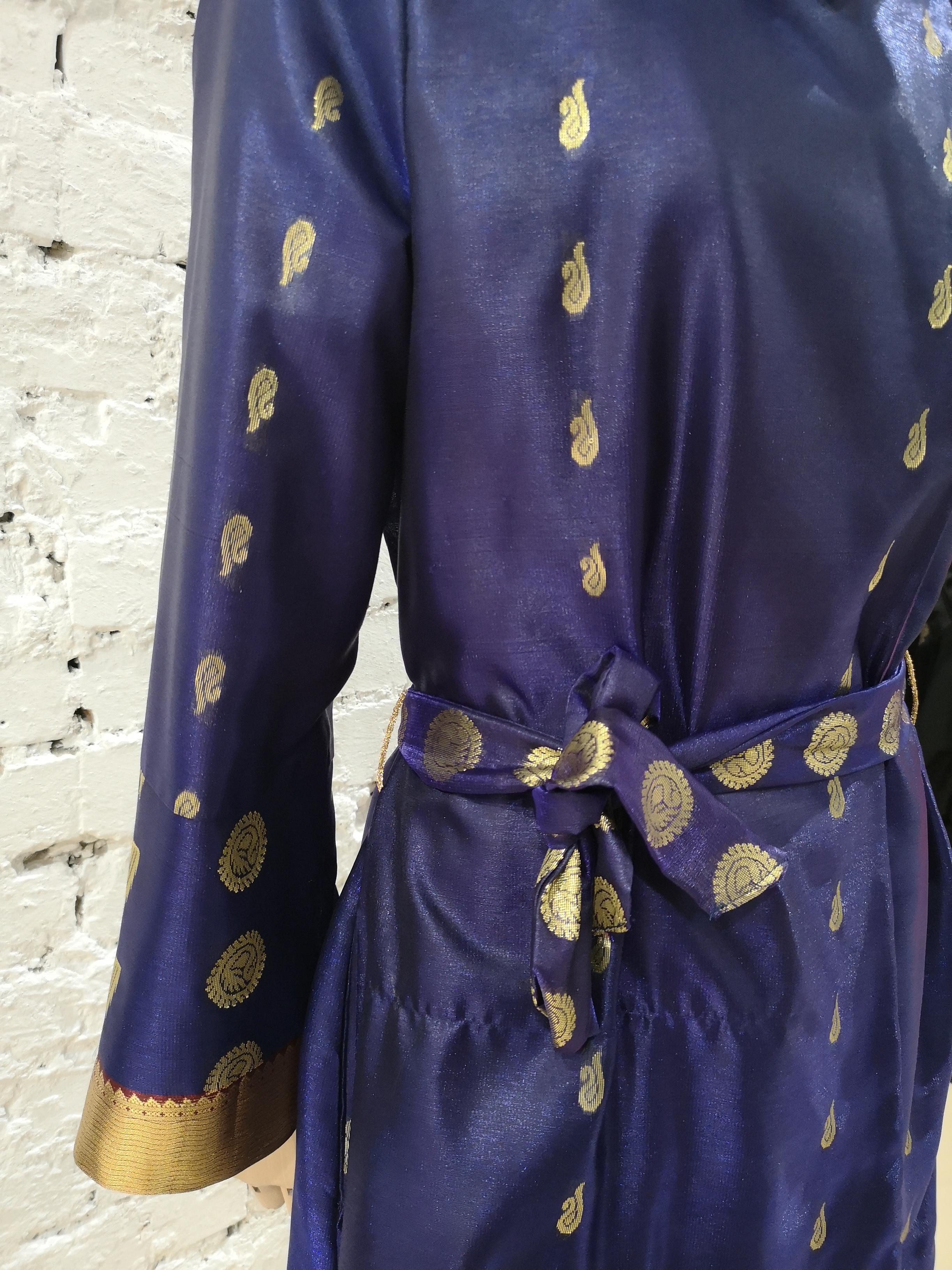 Ermetique blue and gold trench coat  3
