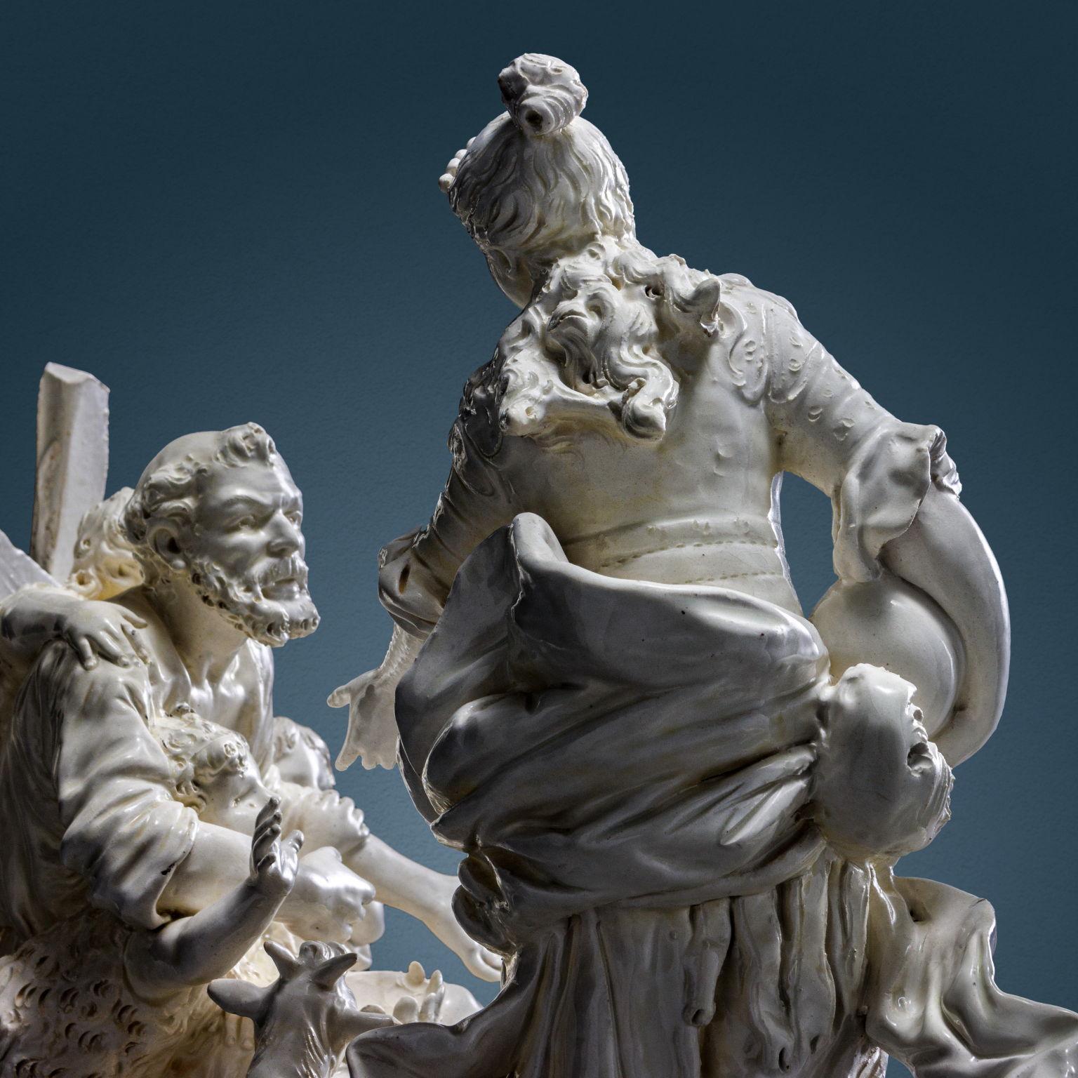 Ceramic Erminia among the shepherds. Naples, Capodimonte Manufacture 19th century For Sale