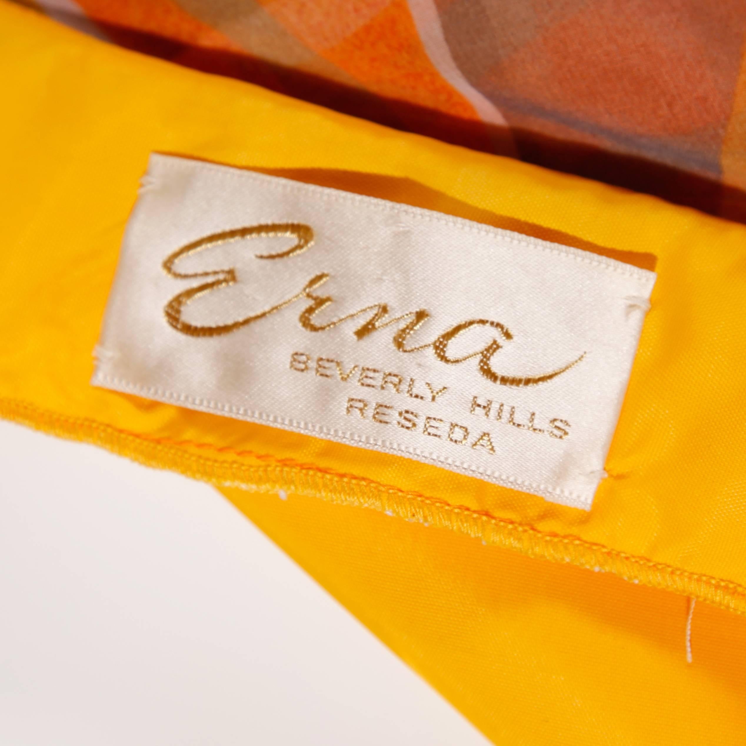 Erna Beverly Hills Vintage Orange Op Art Print Caftan Maxi Dress, 1970s  In Excellent Condition In Sparks, NV