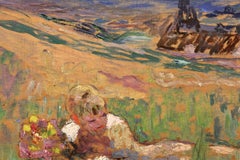 Young Girl Resting - Impressionist Figure in Landscape Oil by Erna Hoppe Kinross
