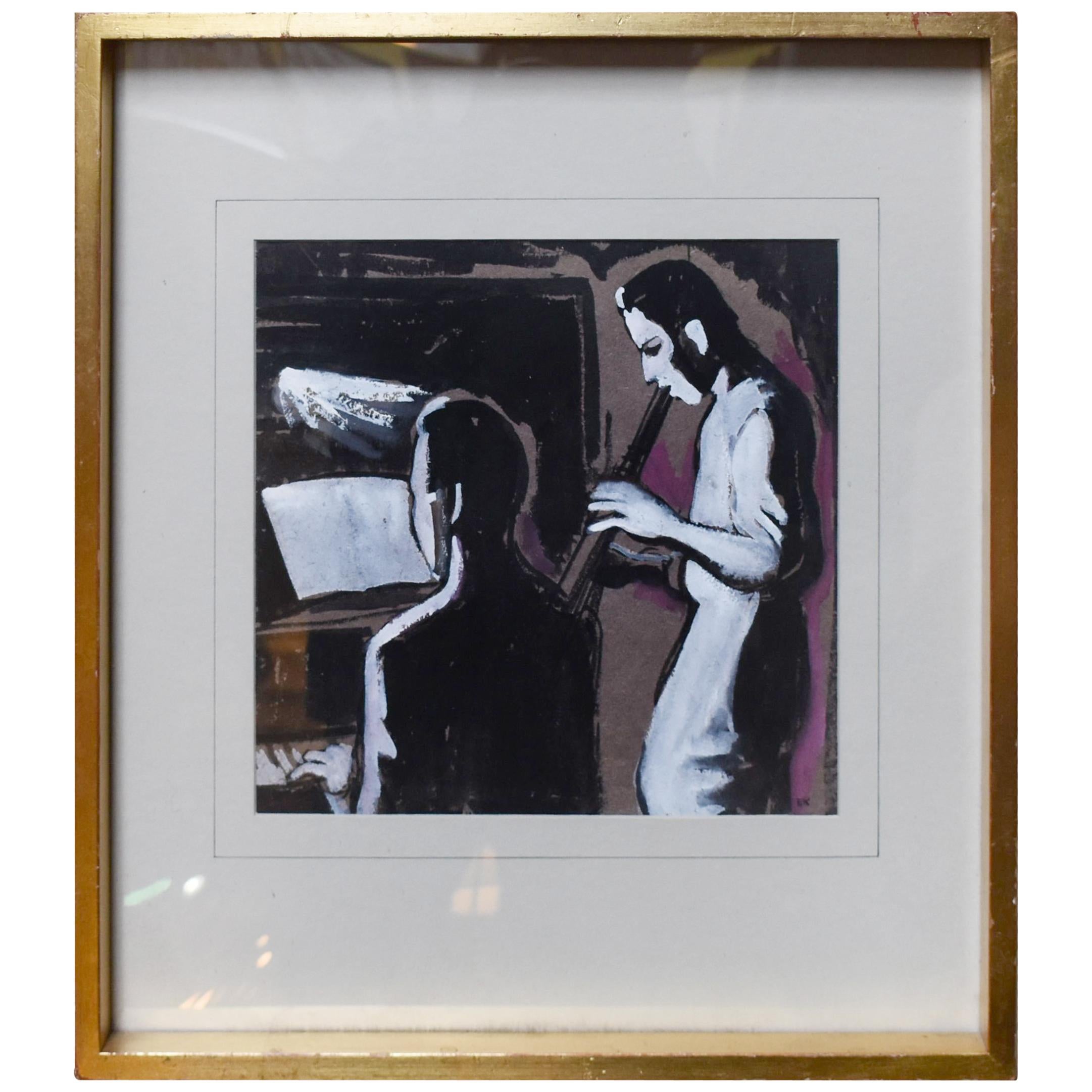 Erna Klein Watercolor "Musicians"