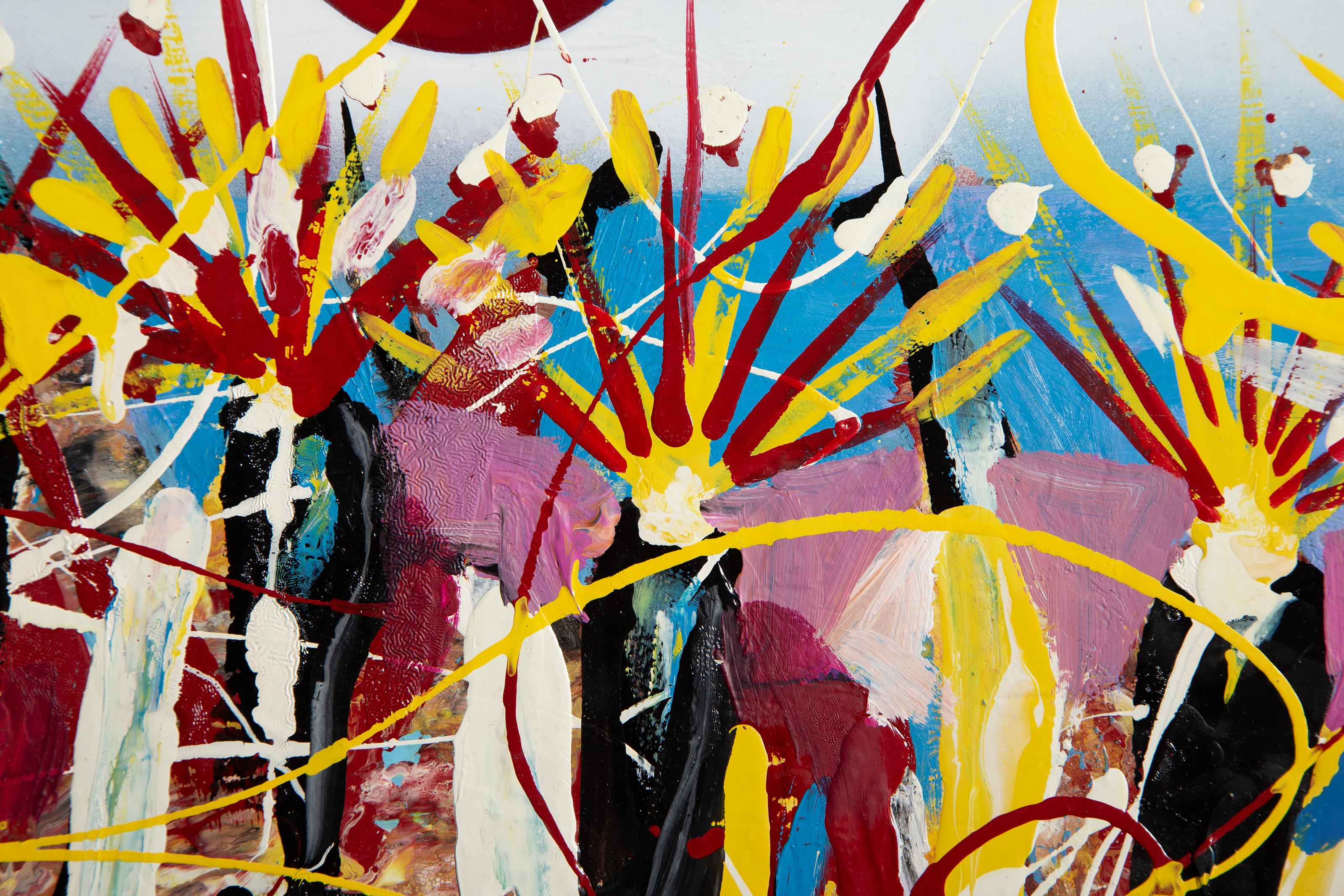 Ceremonia bajo la Luna, Pintura acrílica de arte popular de Ernani Silva en venta 1