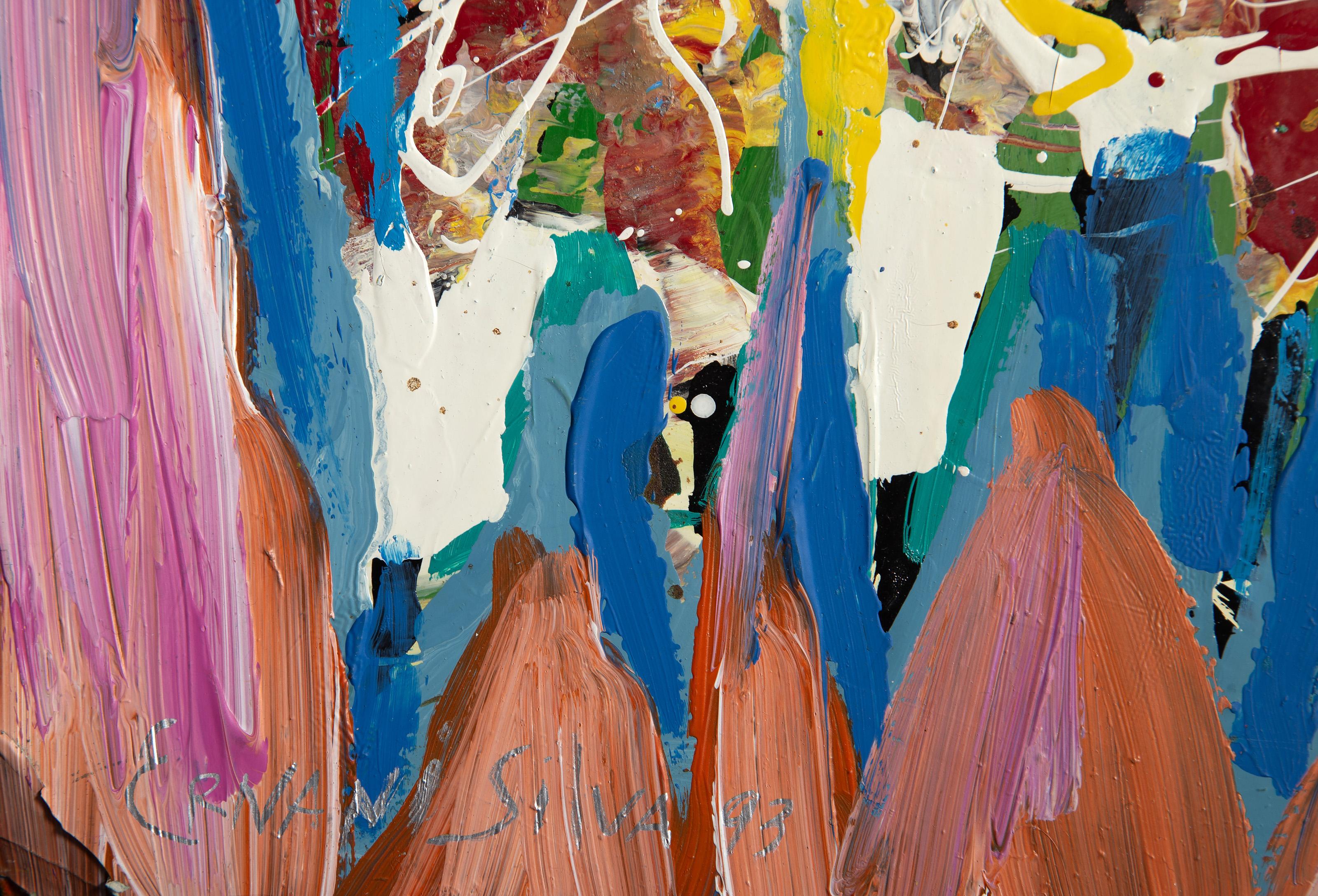 Ceremonia bajo la Luna, Pintura acrílica de arte popular de Ernani Silva en venta 3