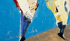 Figuras danzantes, pintura acrílica de arte popular de Ernani Silva