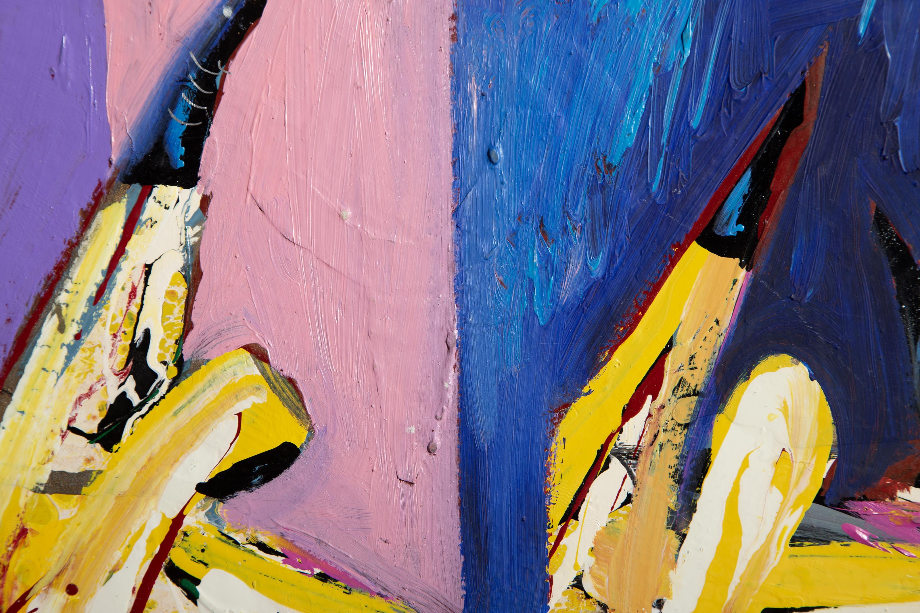 Figuras danzantes, pintura acrílica de arte popular de Ernani Silva en venta 2