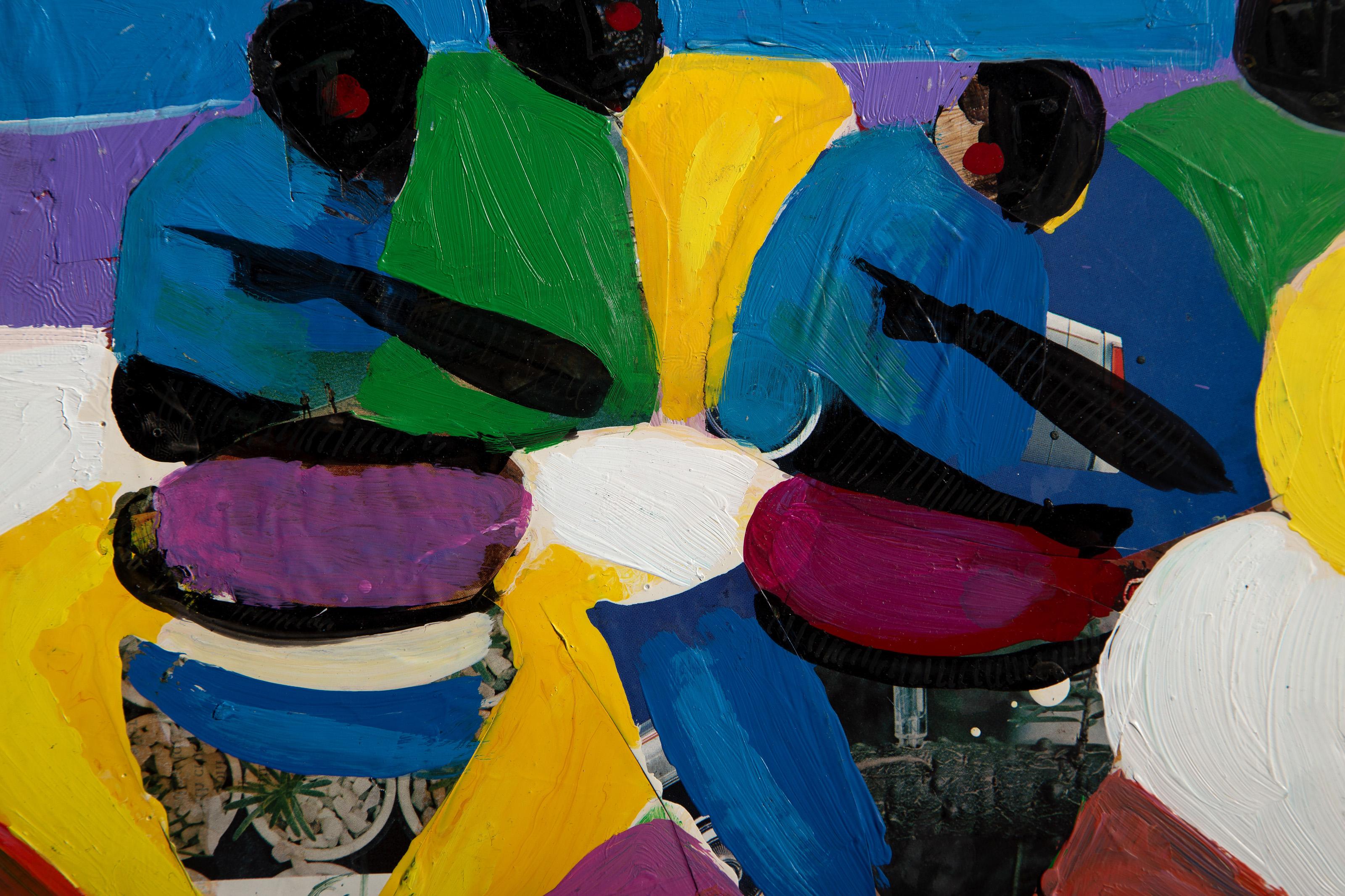 Tamborileando bajo la luna, pintura acrílica de arte popular de Ernani Silva en venta 2