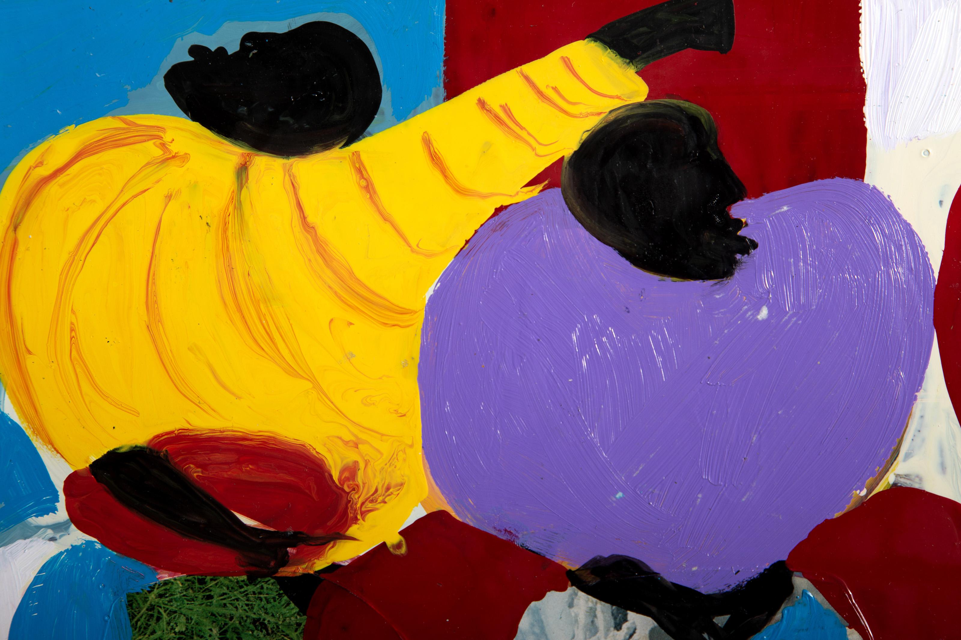 Figuras tocando el tambor, pintura acrílica de arte popular de Ernani Silva en venta 3
