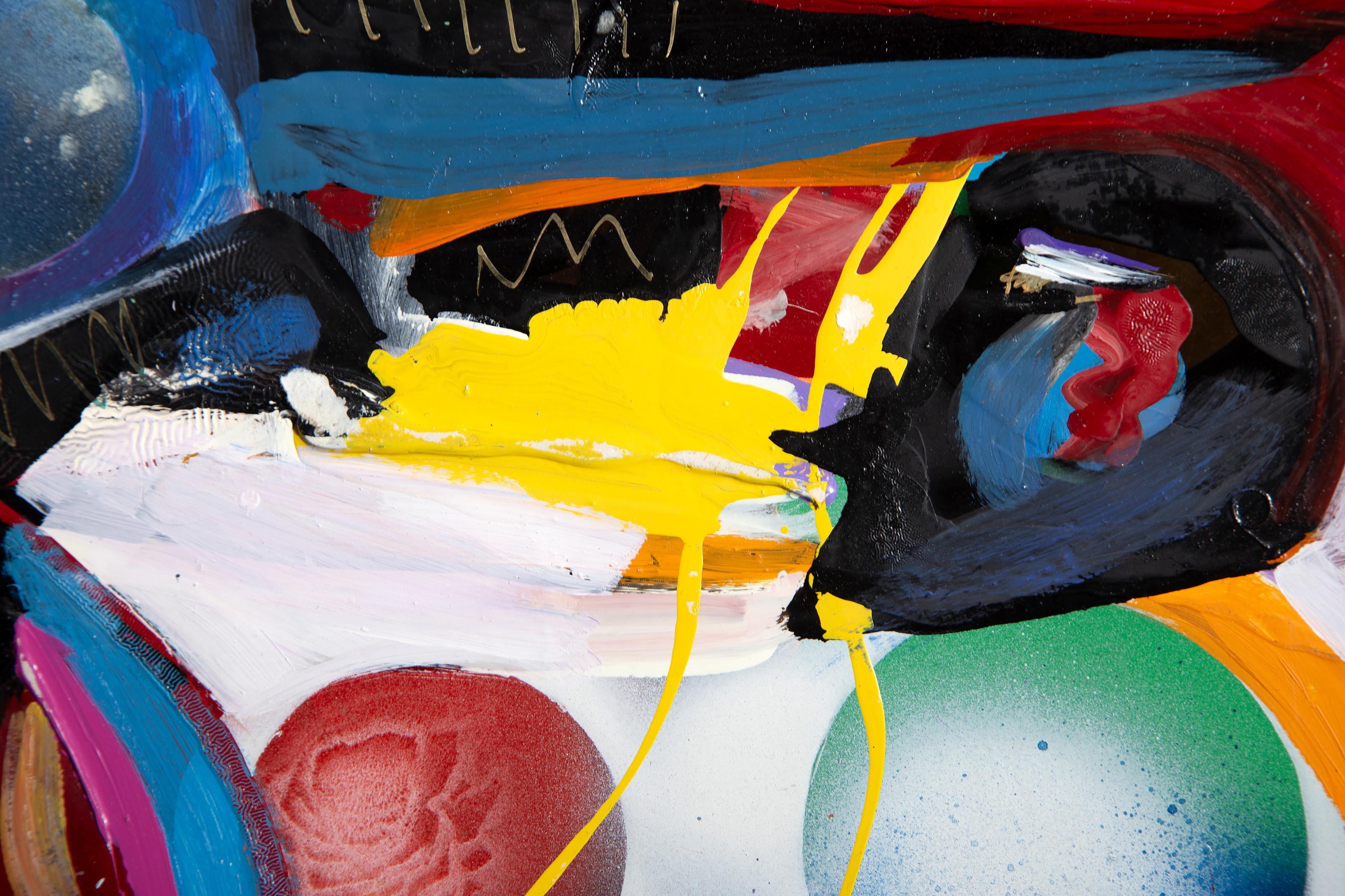 Cinco lunas, pintura acrílica de arte popular de Ernani Silva en venta 1