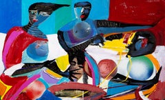 Fünf Monde, Volkskunst-Acrylgemälde von Ernani Silva