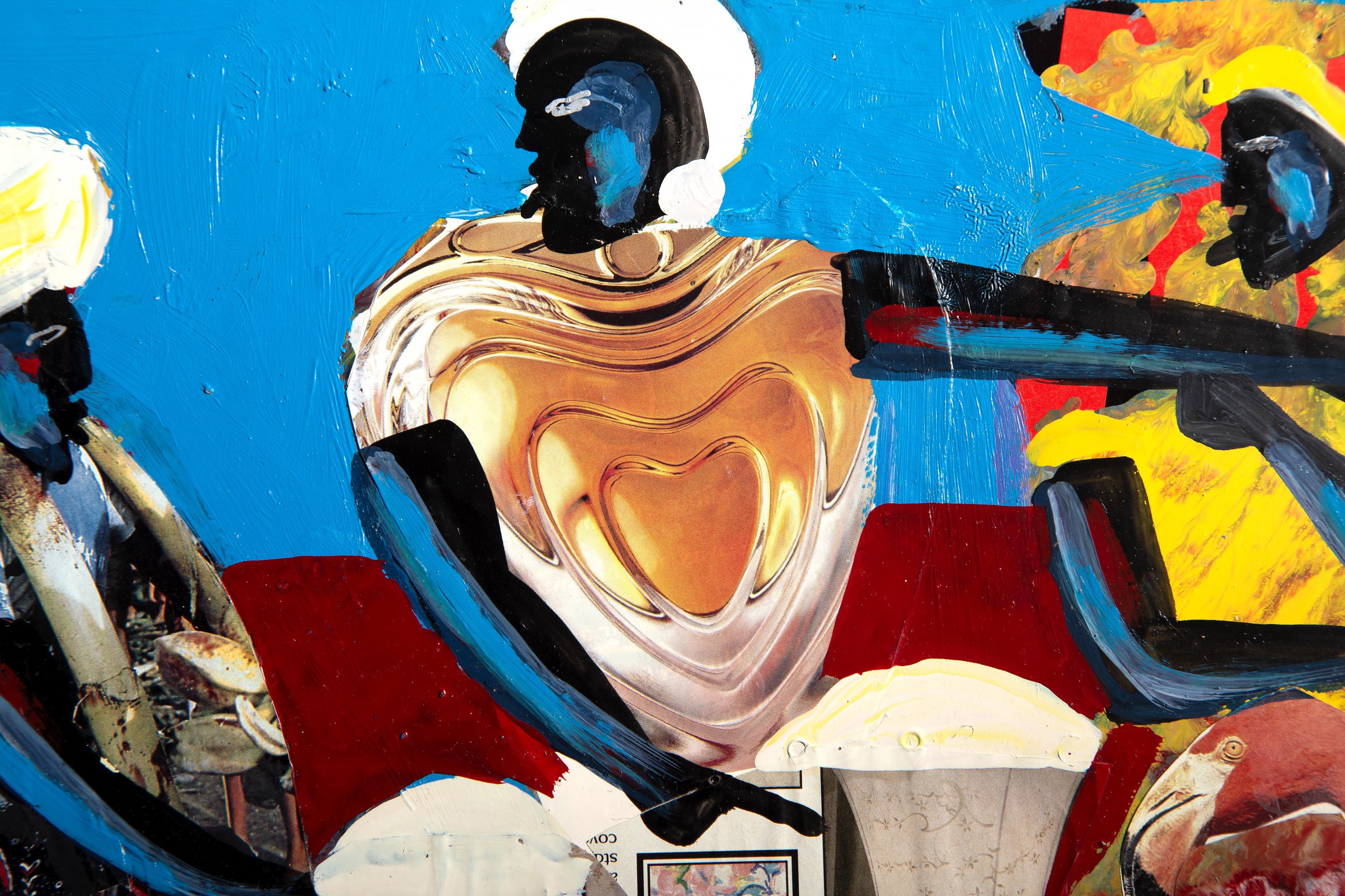 Mercado de pulgas, pintura acrílica de arte popular de Ernani Silva en venta 1