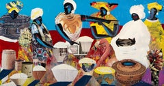 Flea Market, peinture acrylique d'art populaire d'Ernani Silva