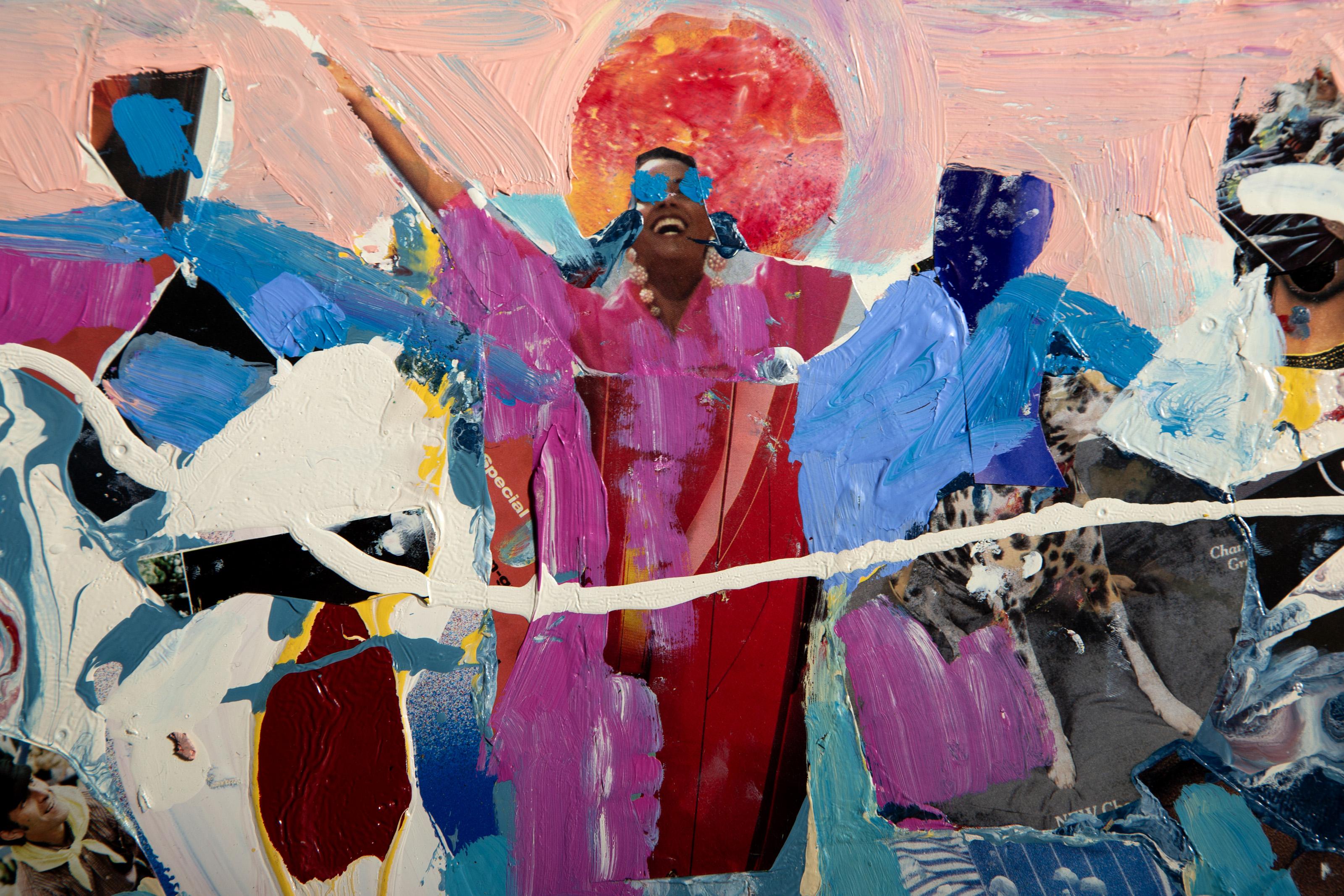 Alegría, pintura acrílica de arte popular de Ernani Silva en venta 1