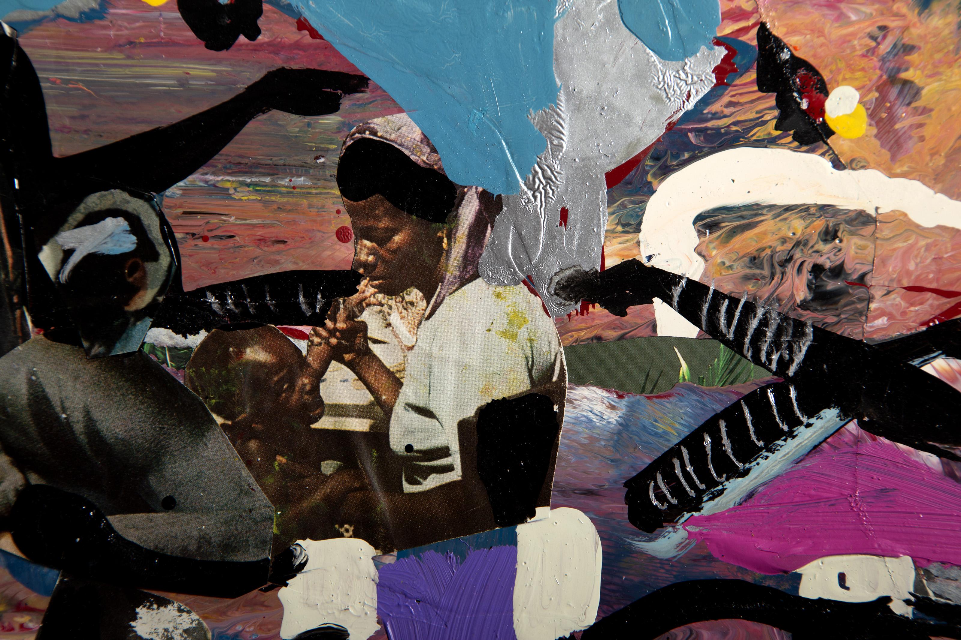 Madre e hijo, pintura acrílica de arte popular de Ernani Silva en venta 1
