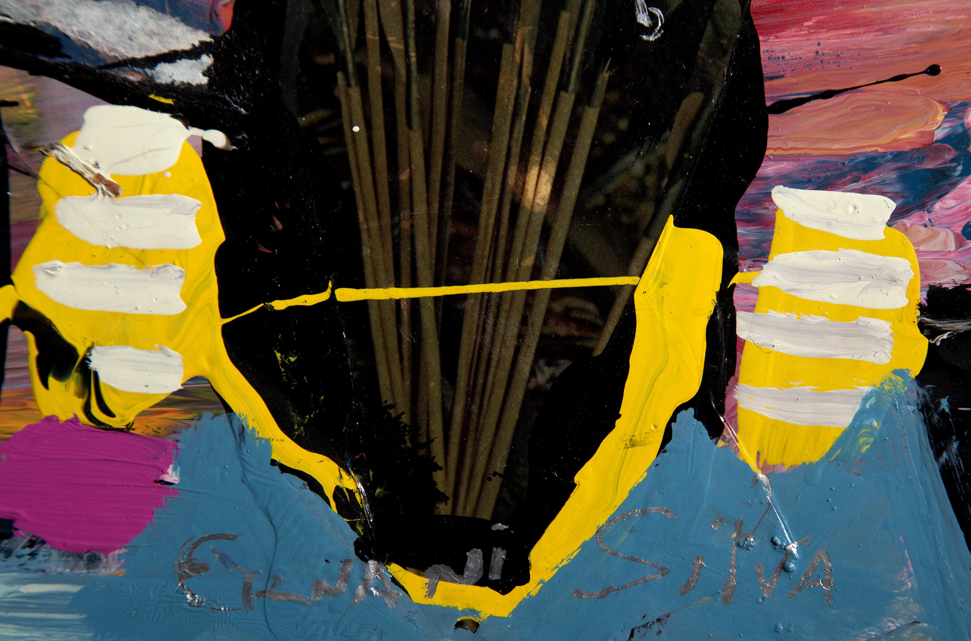 Madre e hijo, pintura acrílica de arte popular de Ernani Silva en venta 3