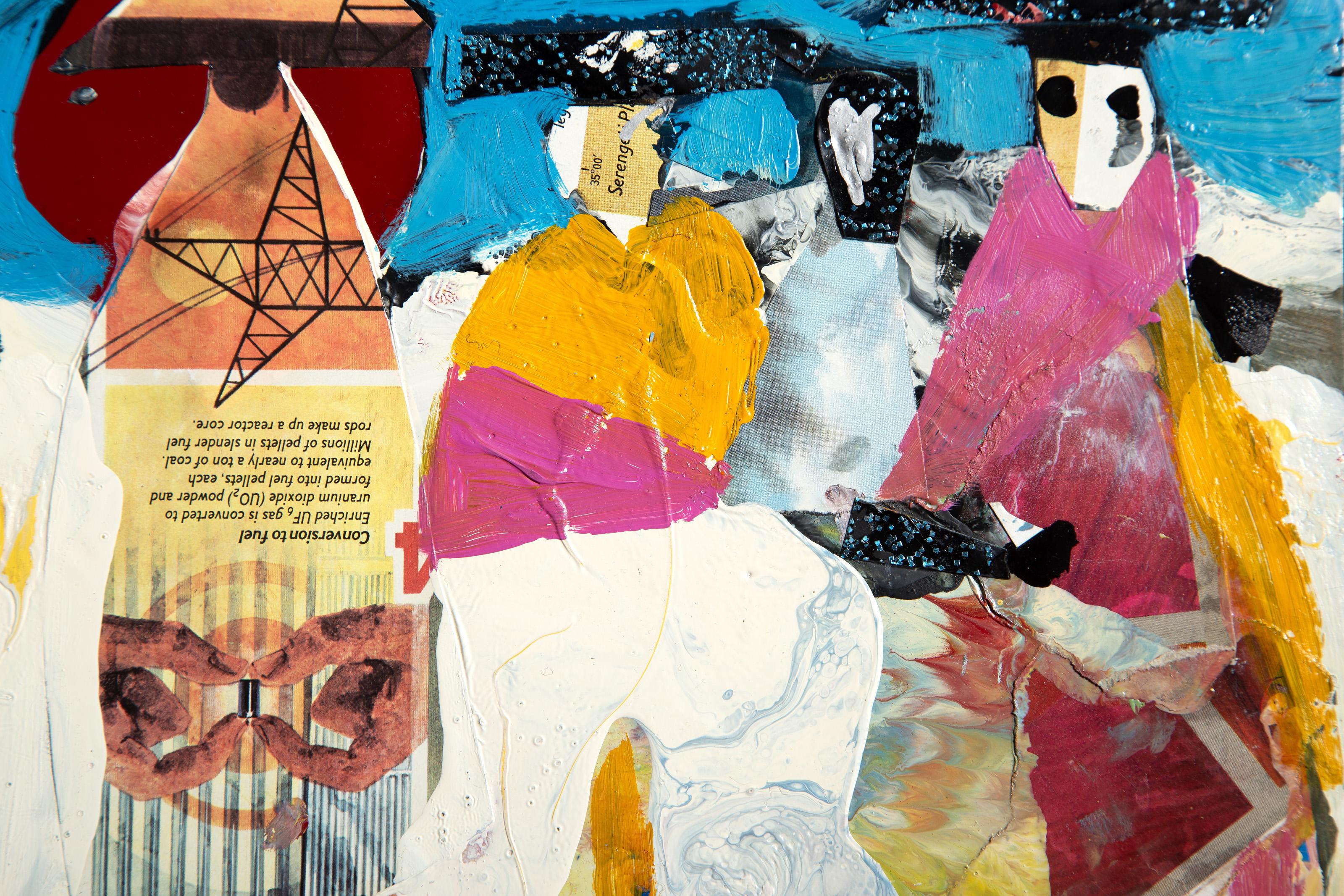 Siete figuras, pintura acrílica de arte popular de Ernani Silva en venta 1