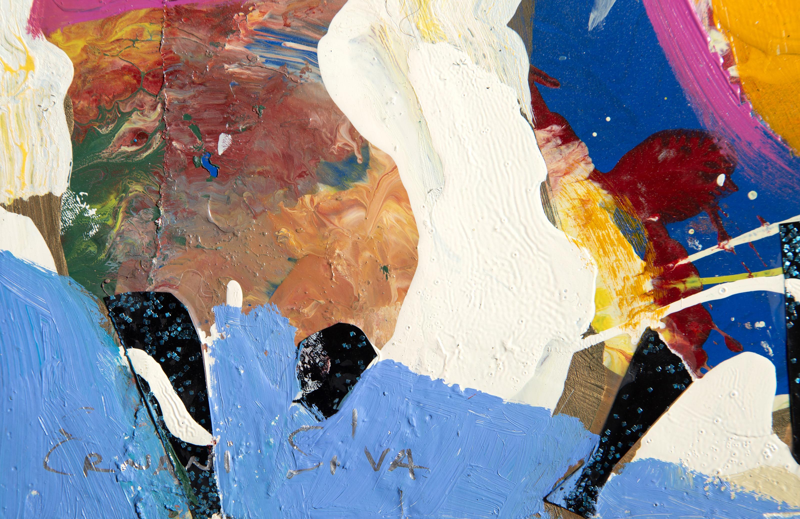 Siete figuras, pintura acrílica de arte popular de Ernani Silva en venta 3
