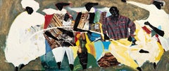 Sei figure, Pittura acrilica d'arte popolare di Ernani Silva