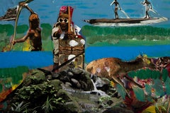 La chasse, peinture acrylique d'art populaire d'Ernani Silva